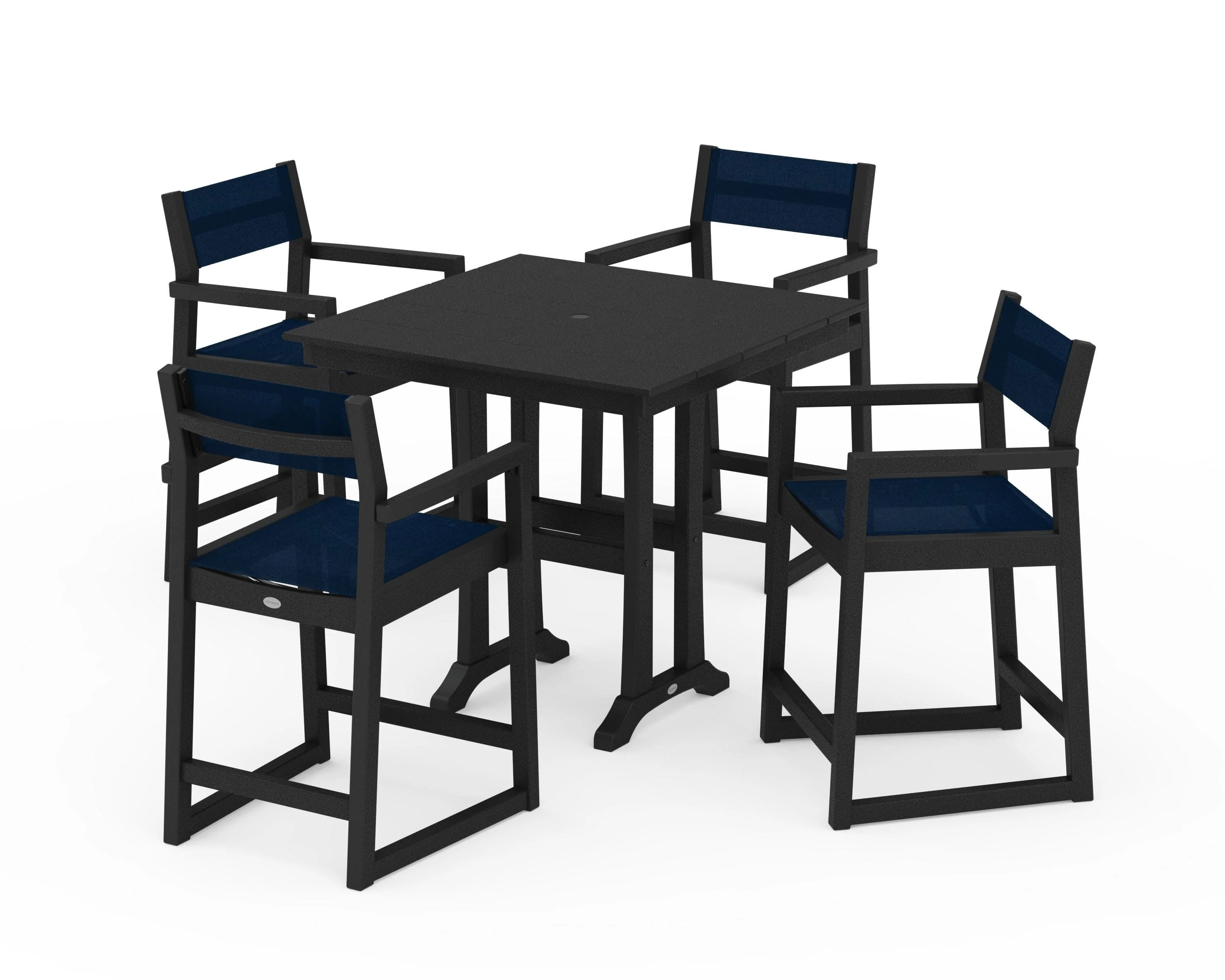 EDGE Sling Arm Chair 5-Piece Farmhouse Counter Set with Trestle Legs - Image 3