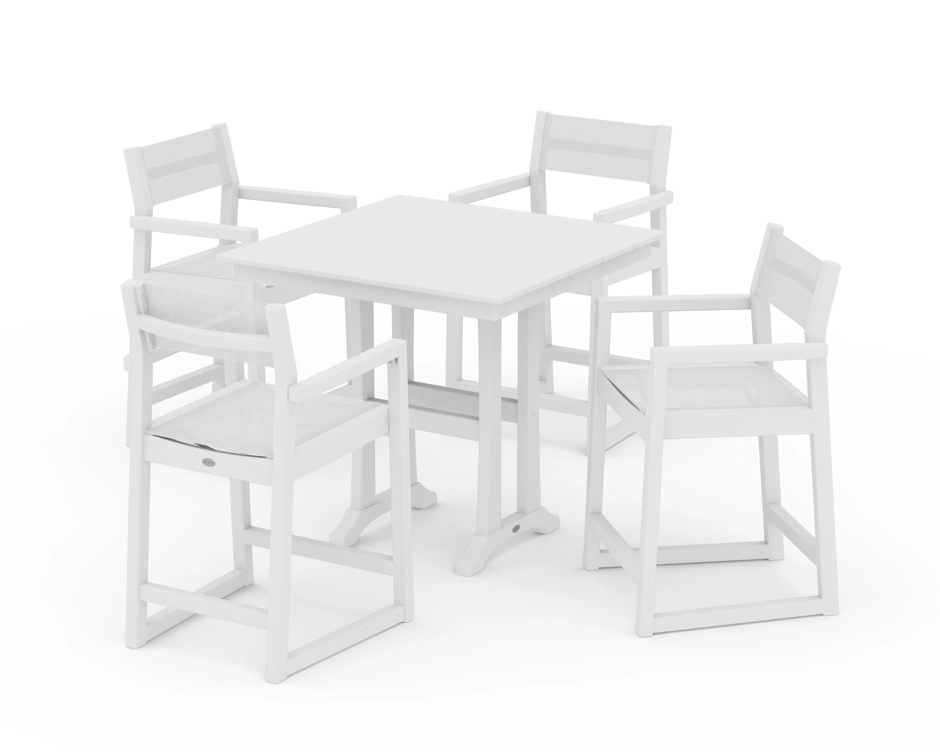EDGE Sling Arm Chair 5-Piece Farmhouse Counter Set with Trestle Legs - Image 35