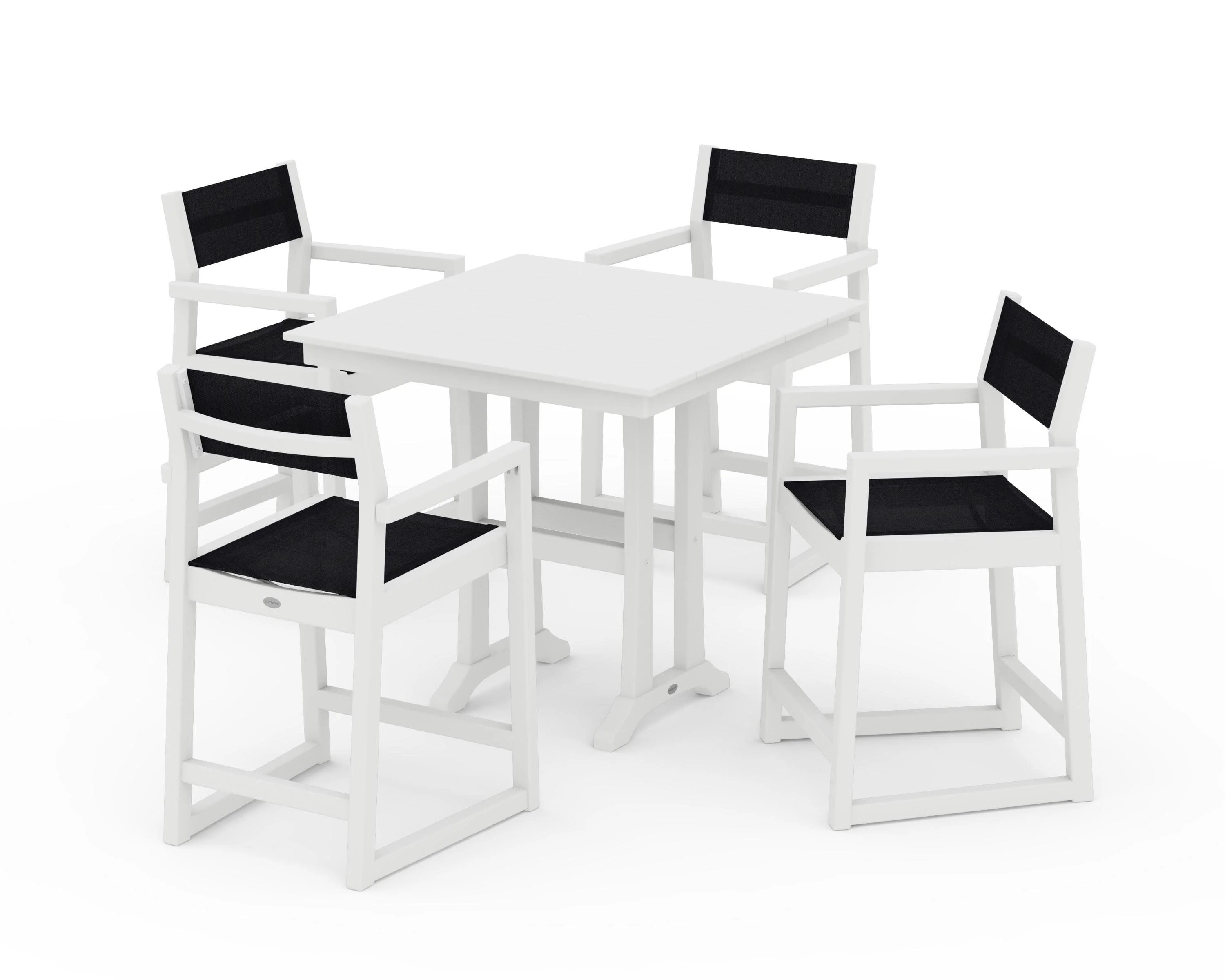 EDGE Sling Arm Chair 5-Piece Farmhouse Counter Set with Trestle Legs - Image 42