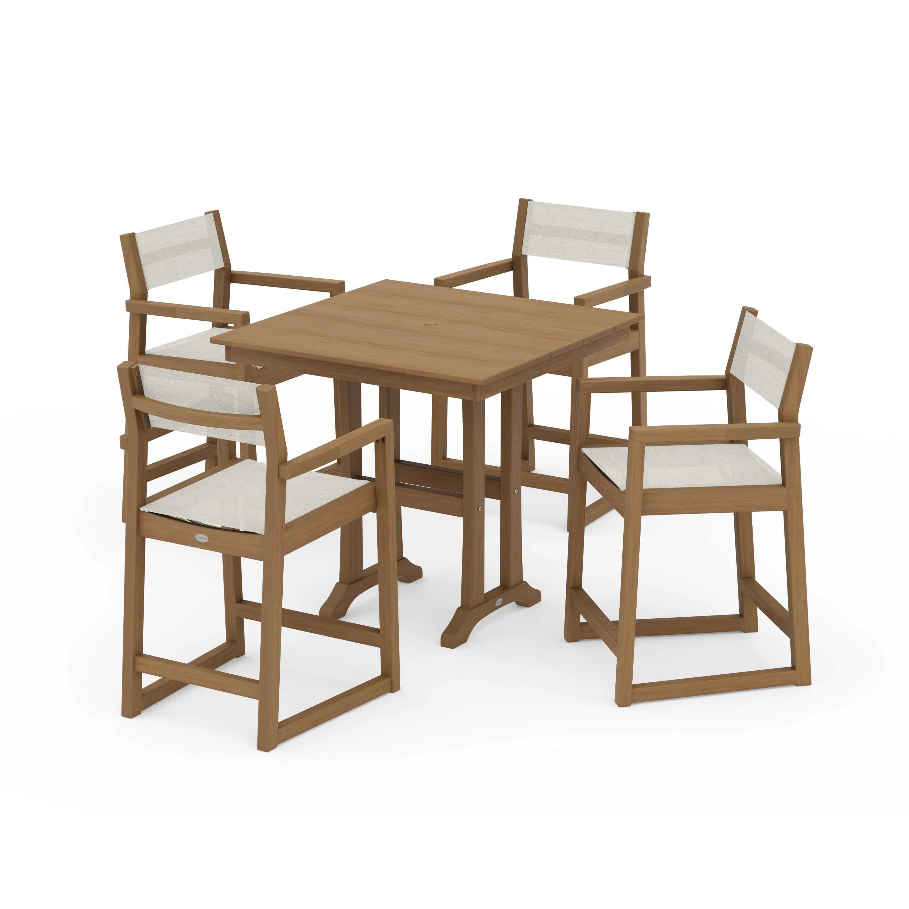 EDGE Sling Arm Chair 5-Piece Farmhouse Counter Set with Trestle Legs - Image 53