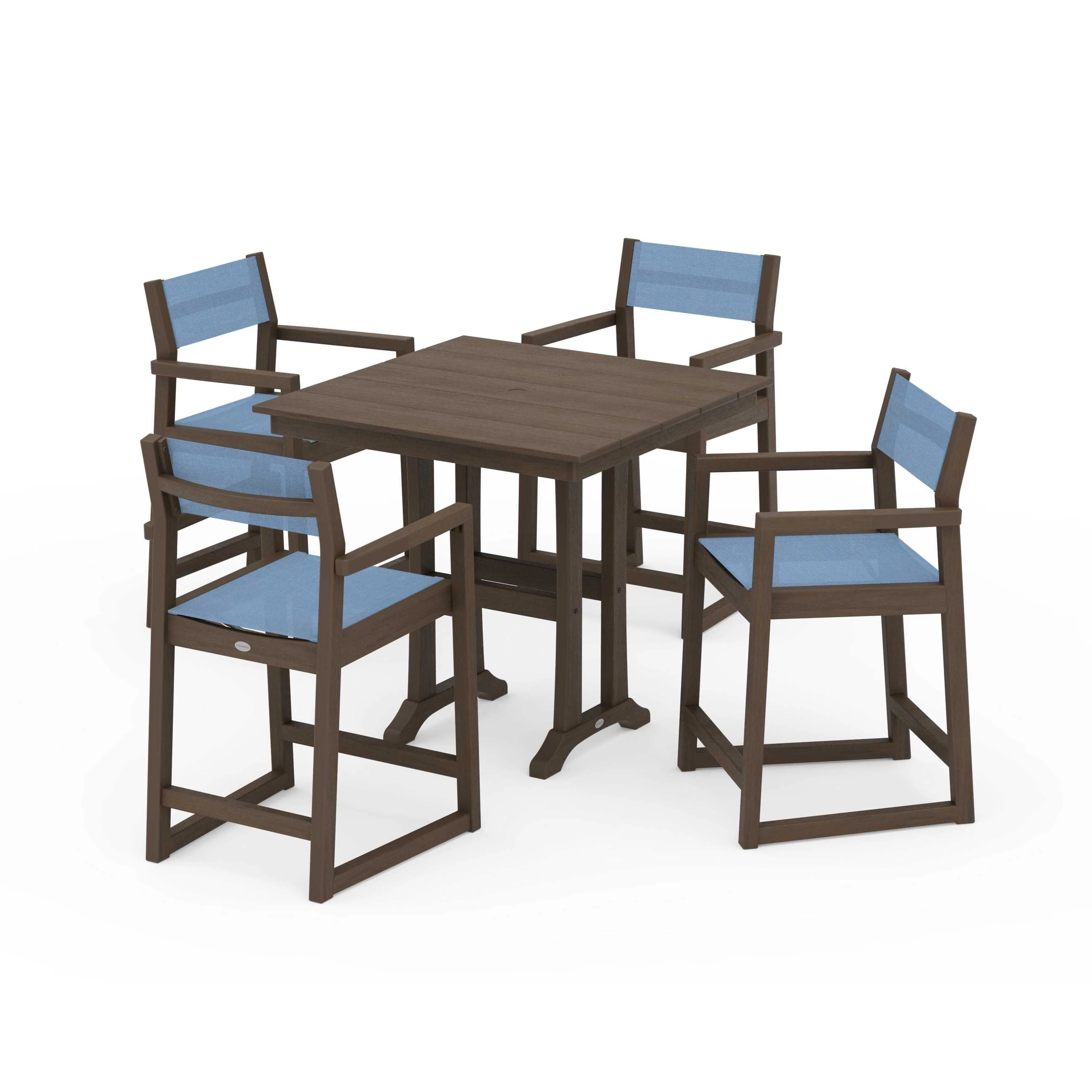 EDGE Sling Arm Chair 5-Piece Farmhouse Counter Set with Trestle Legs - Image 57