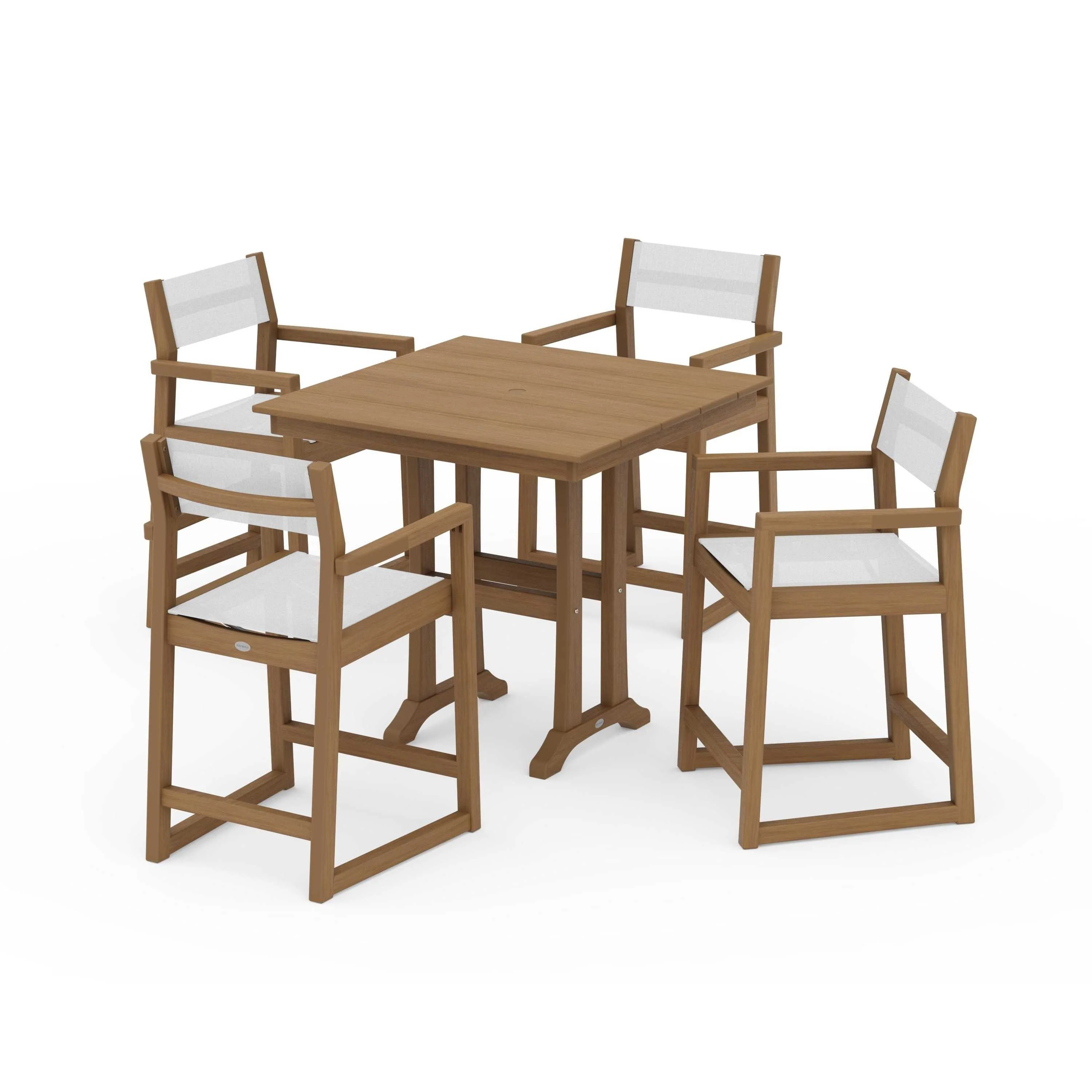 EDGE Sling Arm Chair 5-Piece Farmhouse Counter Set with Trestle Legs - Image 59