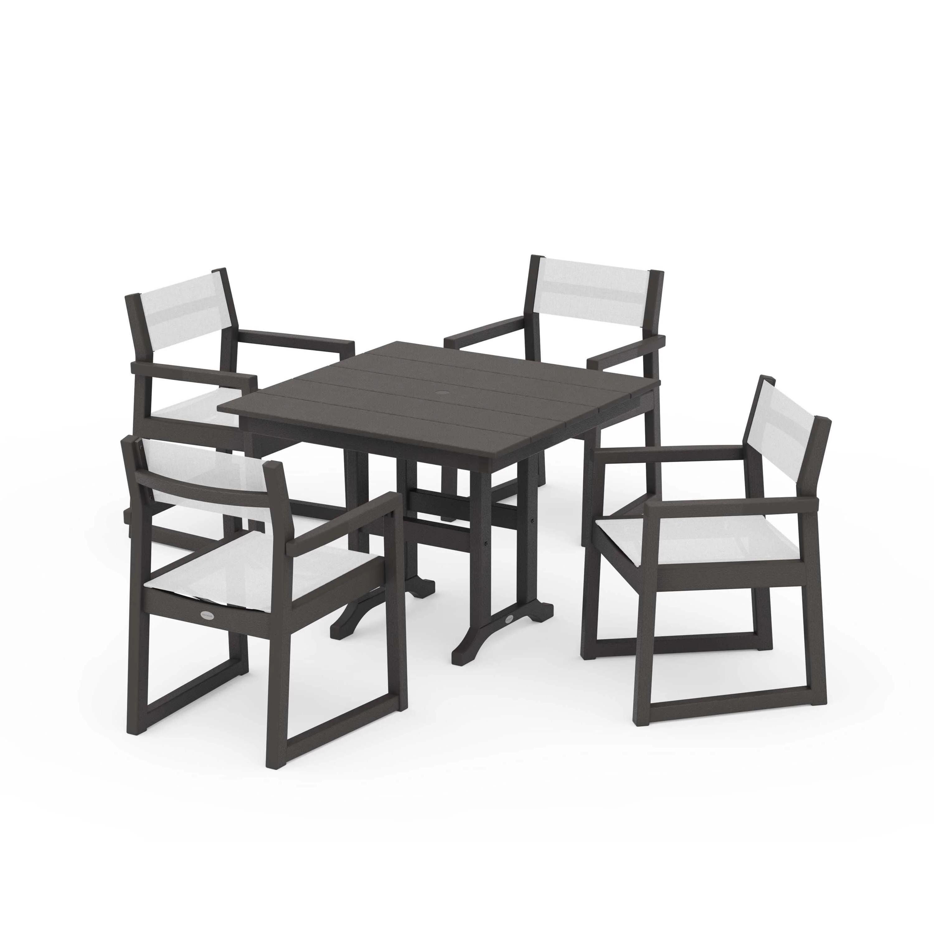 EDGE Sling Arm Chair 5-Piece Farmhouse Dining Set - Image 103