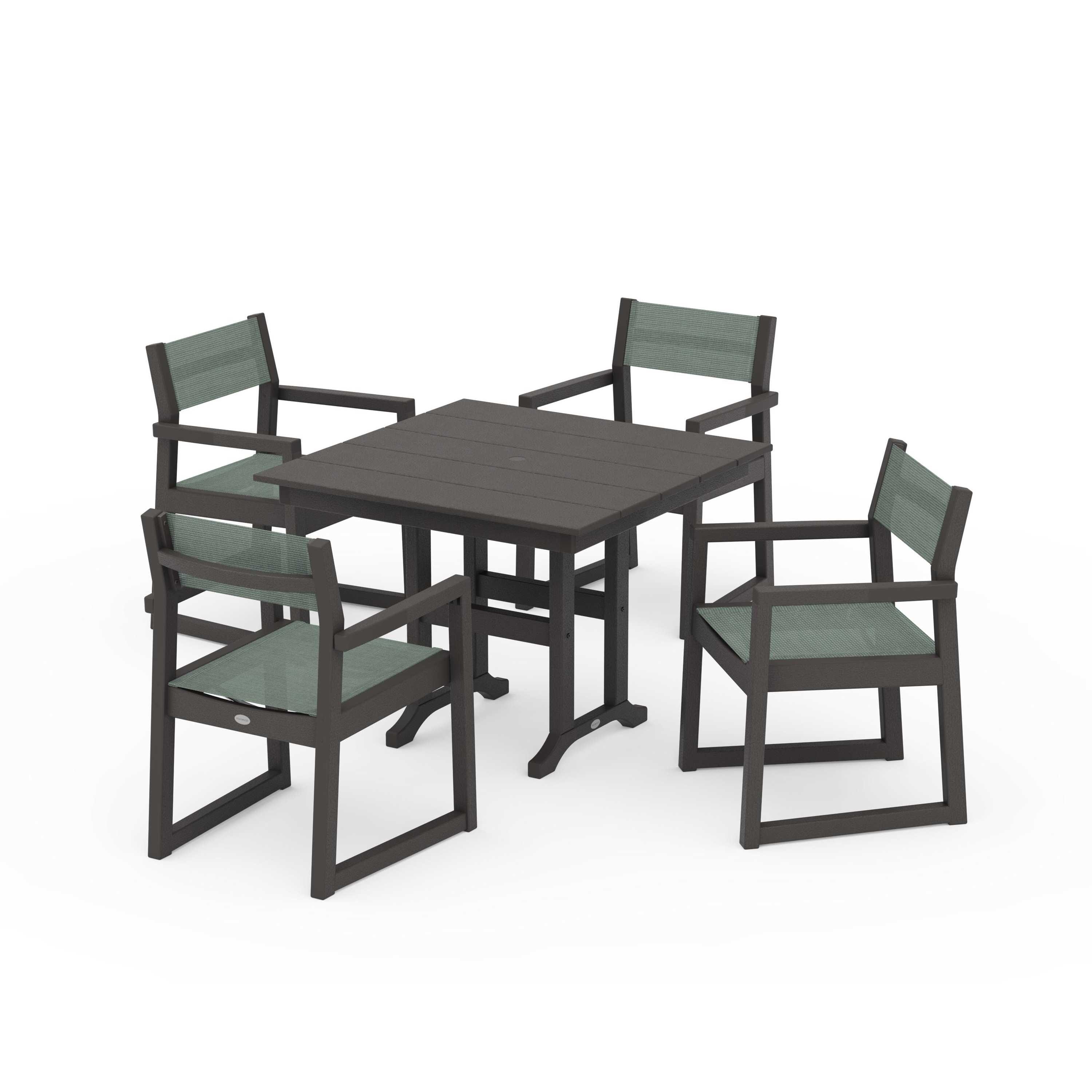 EDGE Sling Arm Chair 5-Piece Farmhouse Dining Set - Image 123