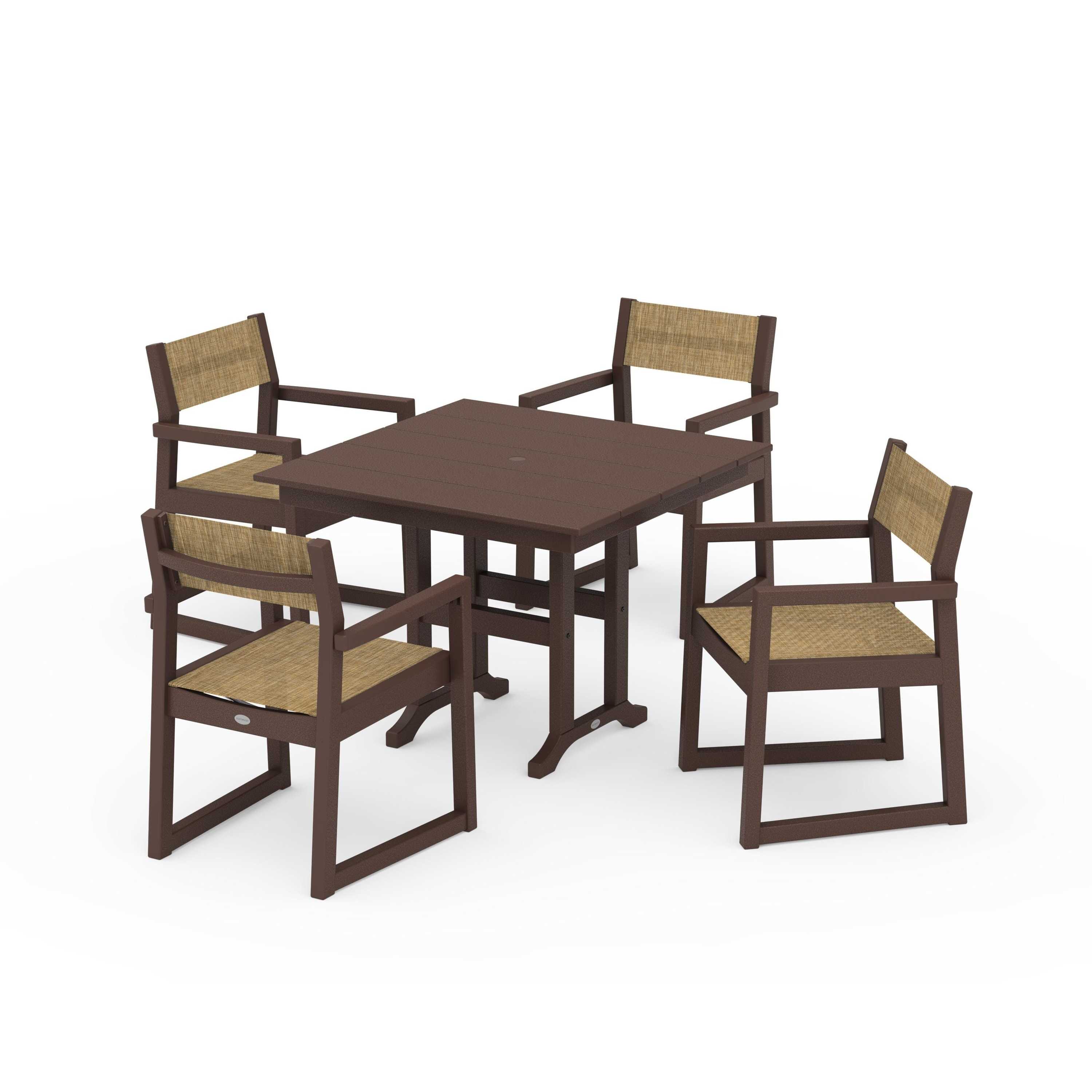 EDGE Sling Arm Chair 5-Piece Farmhouse Dining Set - Image 124
