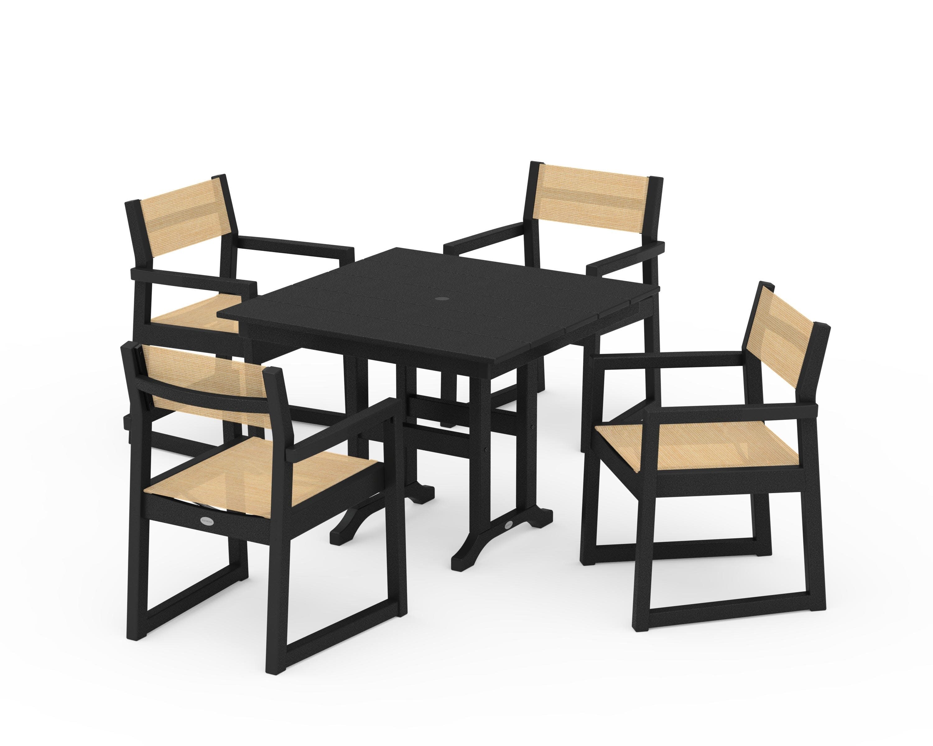 EDGE Sling Arm Chair 5-Piece Farmhouse Dining Set - Image 23