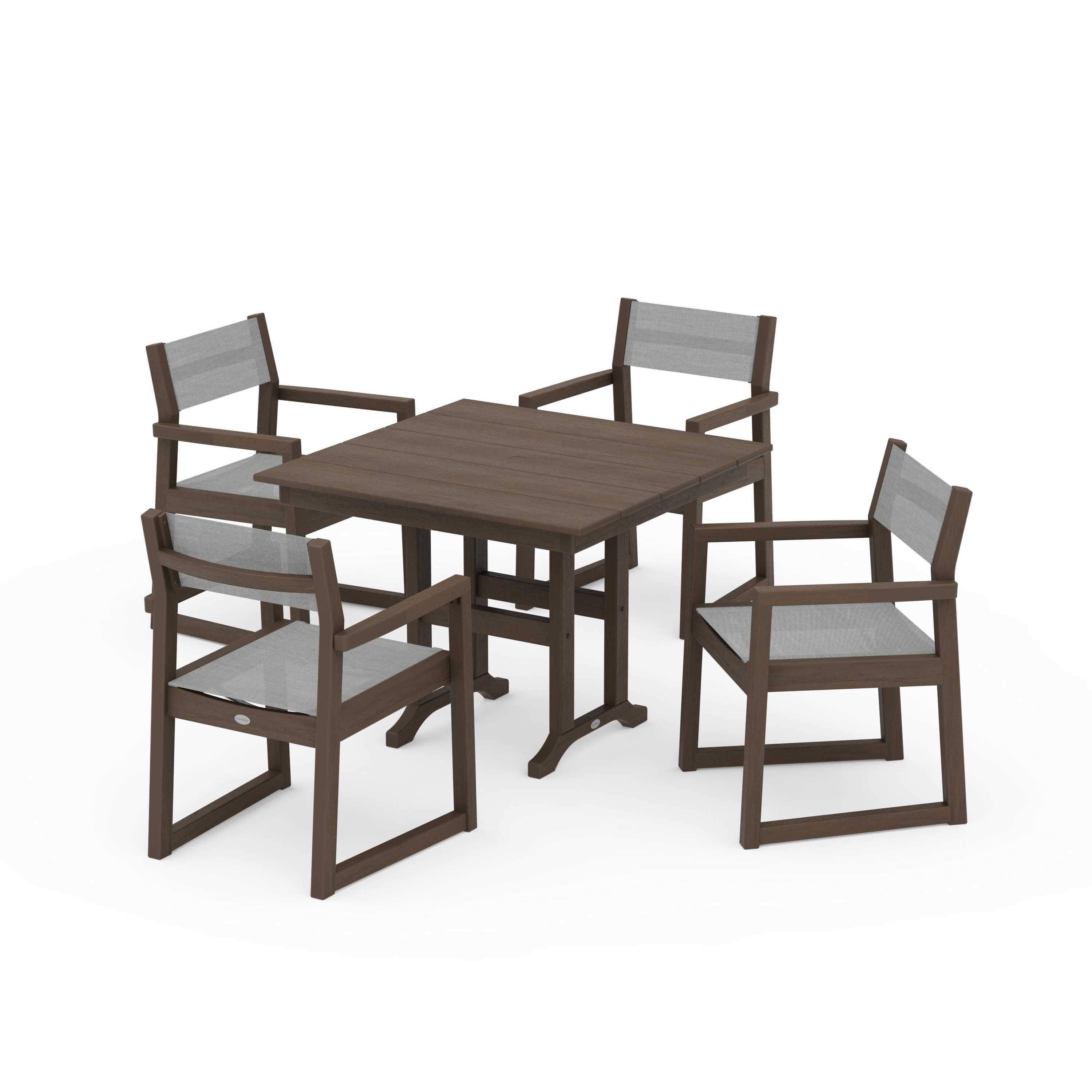EDGE Sling Arm Chair 5-Piece Farmhouse Dining Set - Image 51