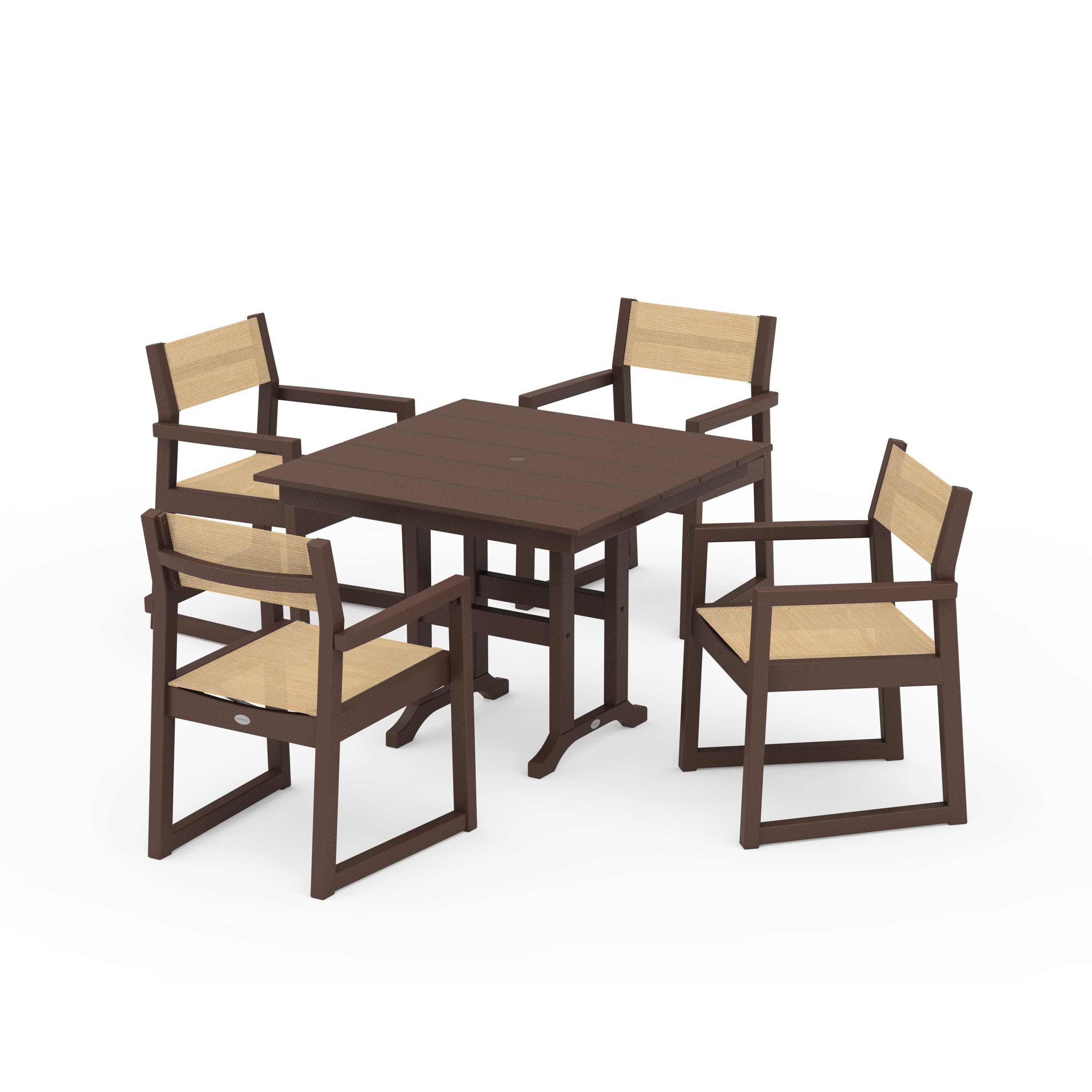 EDGE Sling Arm Chair 5-Piece Farmhouse Dining Set - Image 53