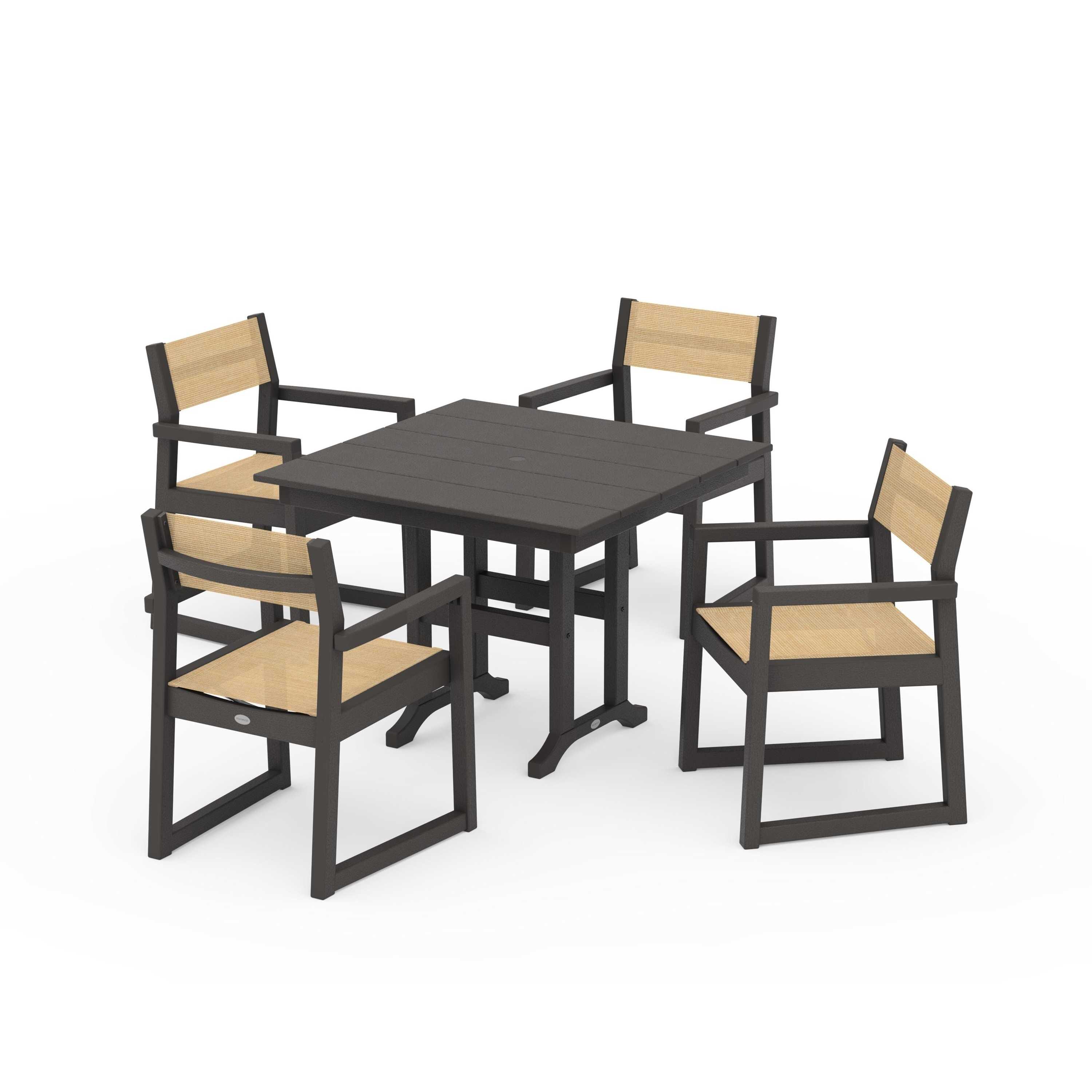 EDGE Sling Arm Chair 5-Piece Farmhouse Dining Set - Image 56