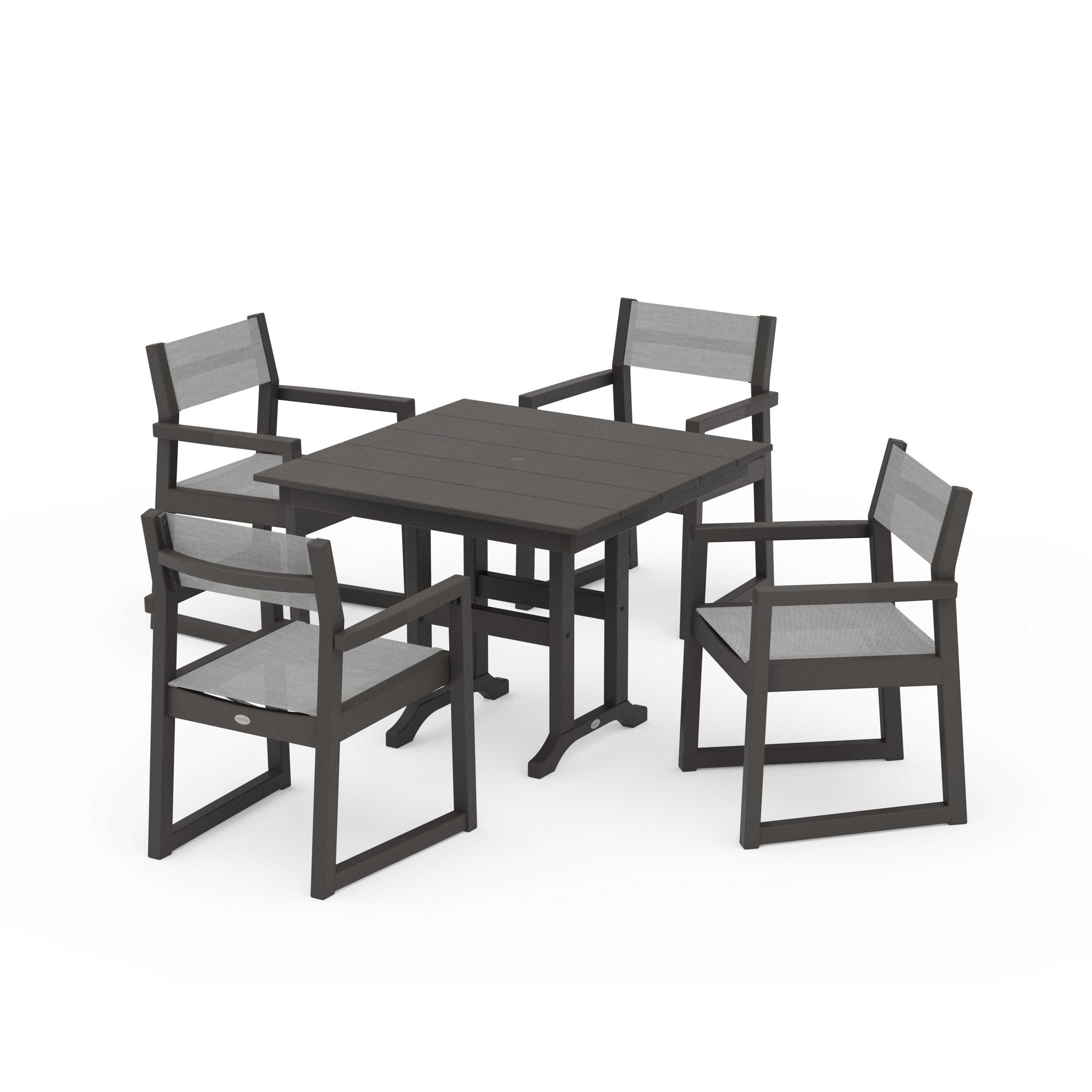 EDGE Sling Arm Chair 5-Piece Farmhouse Dining Set - Image 62