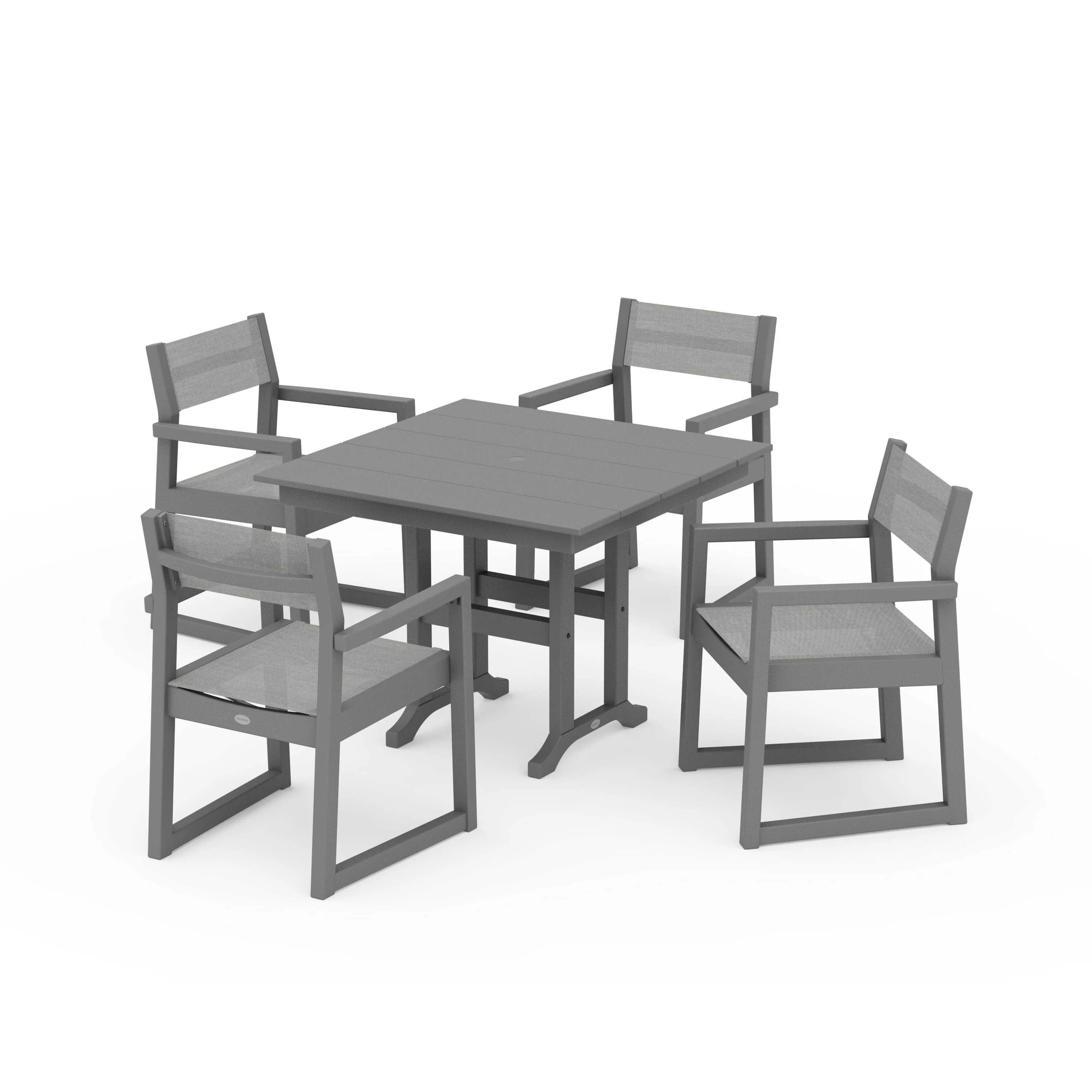 EDGE Sling Arm Chair 5-Piece Farmhouse Dining Set - Image 69