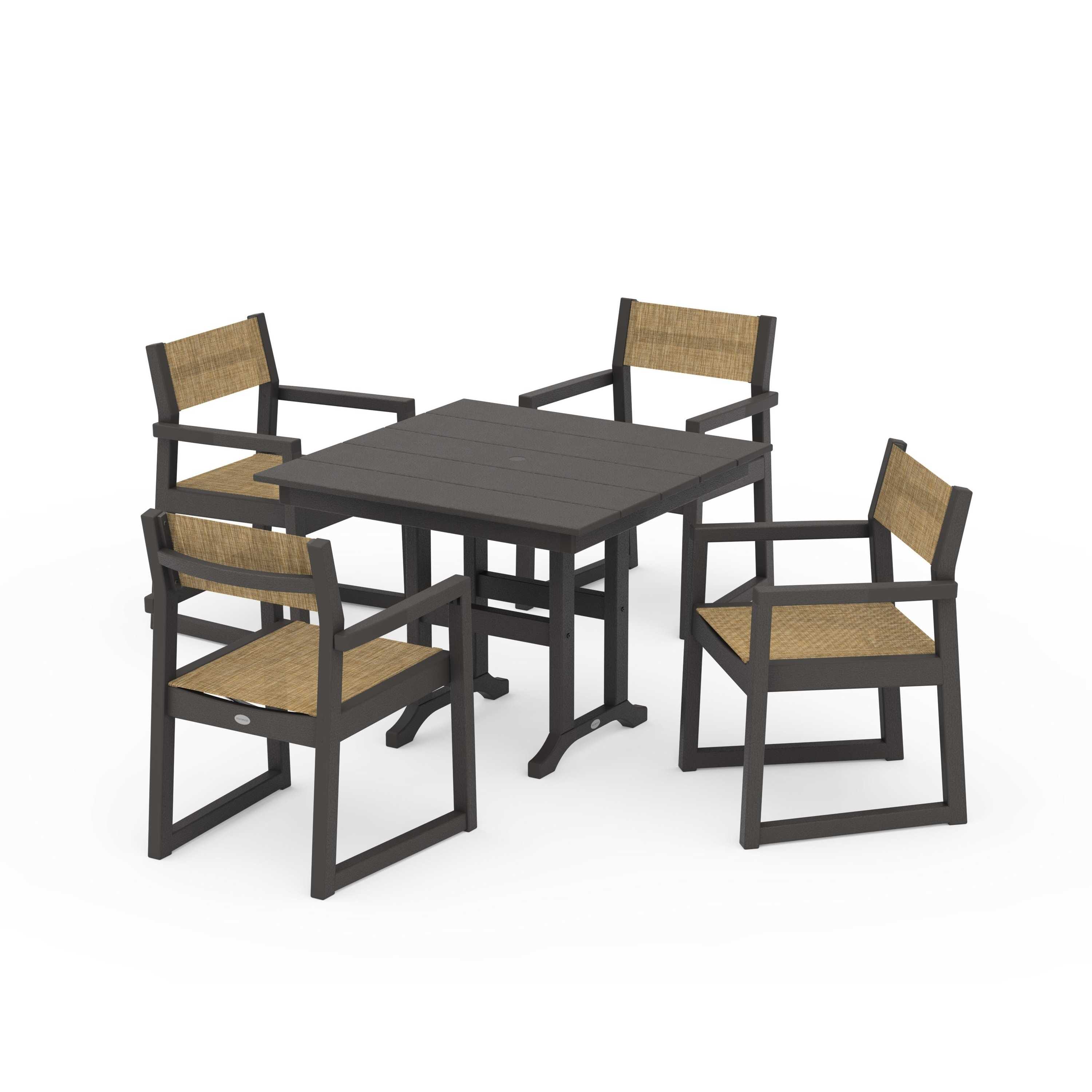 EDGE Sling Arm Chair 5-Piece Farmhouse Dining Set - Image 70