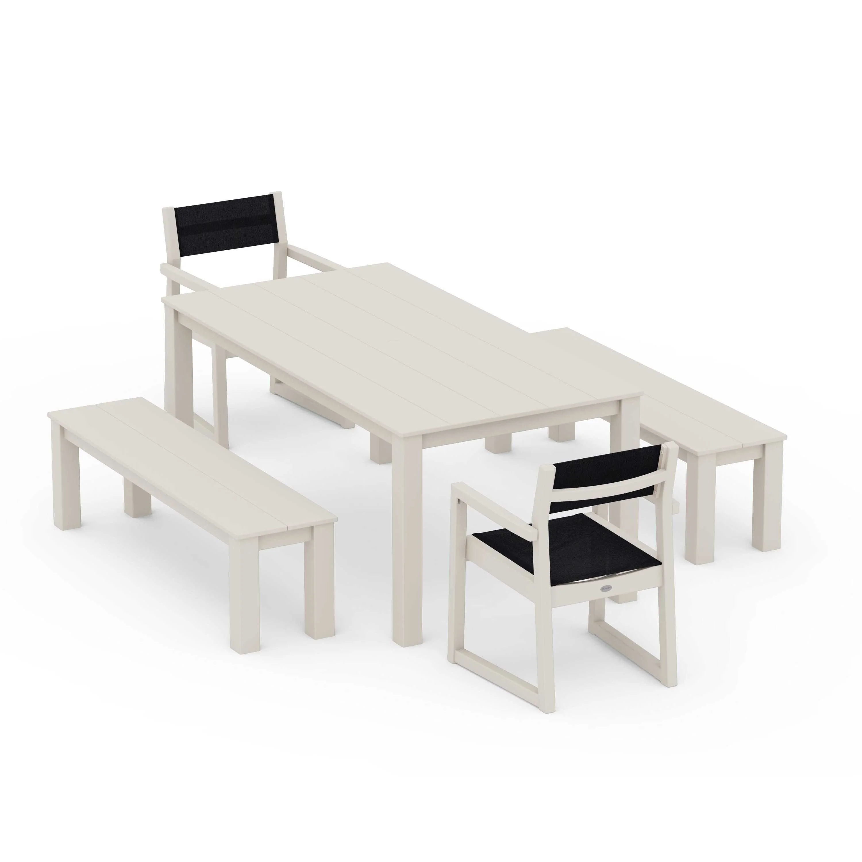 EDGE Sling Arm Chair 5-Piece Parsons Dining Set with Benches - Image 101