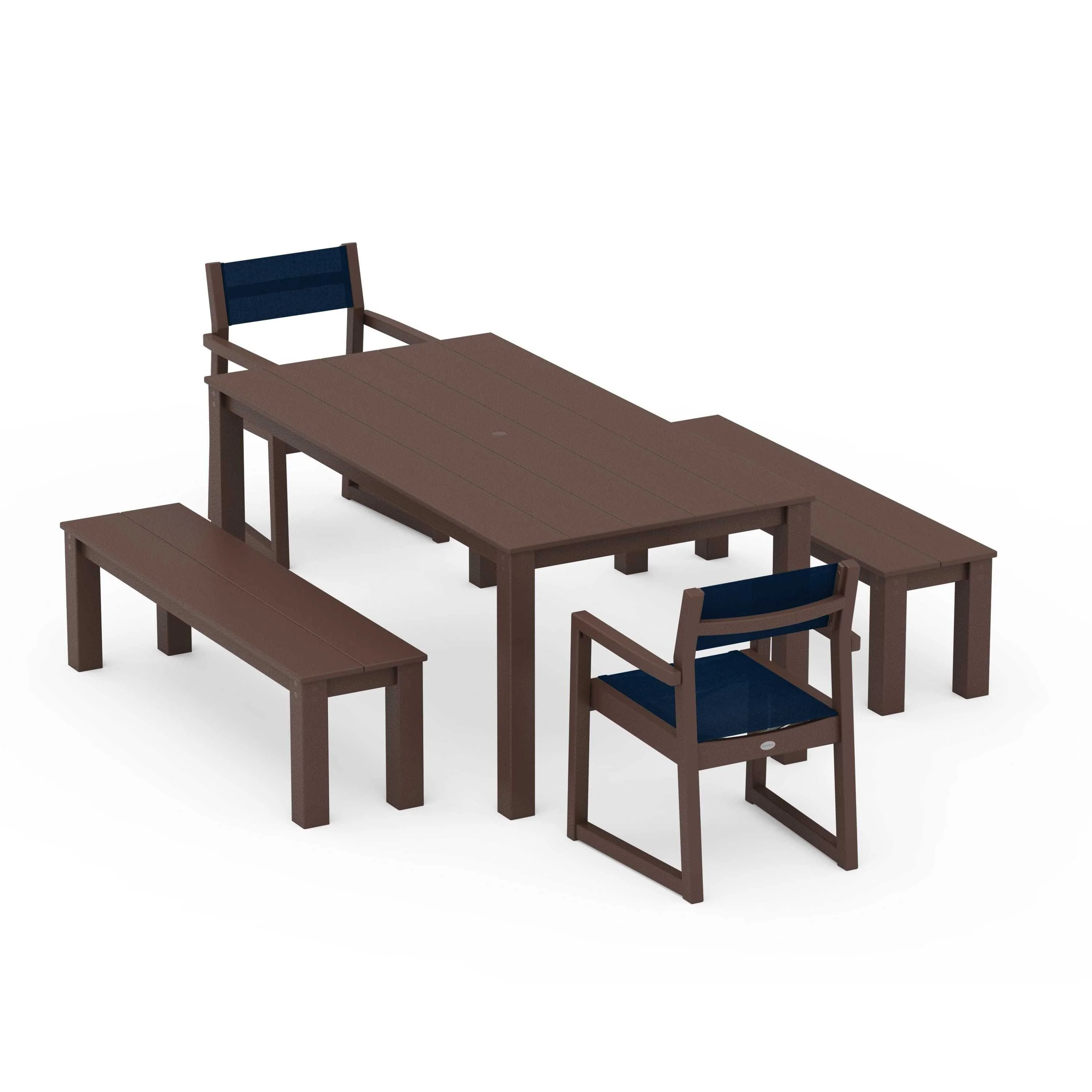EDGE Sling Arm Chair 5-Piece Parsons Dining Set with Benches - Image 118