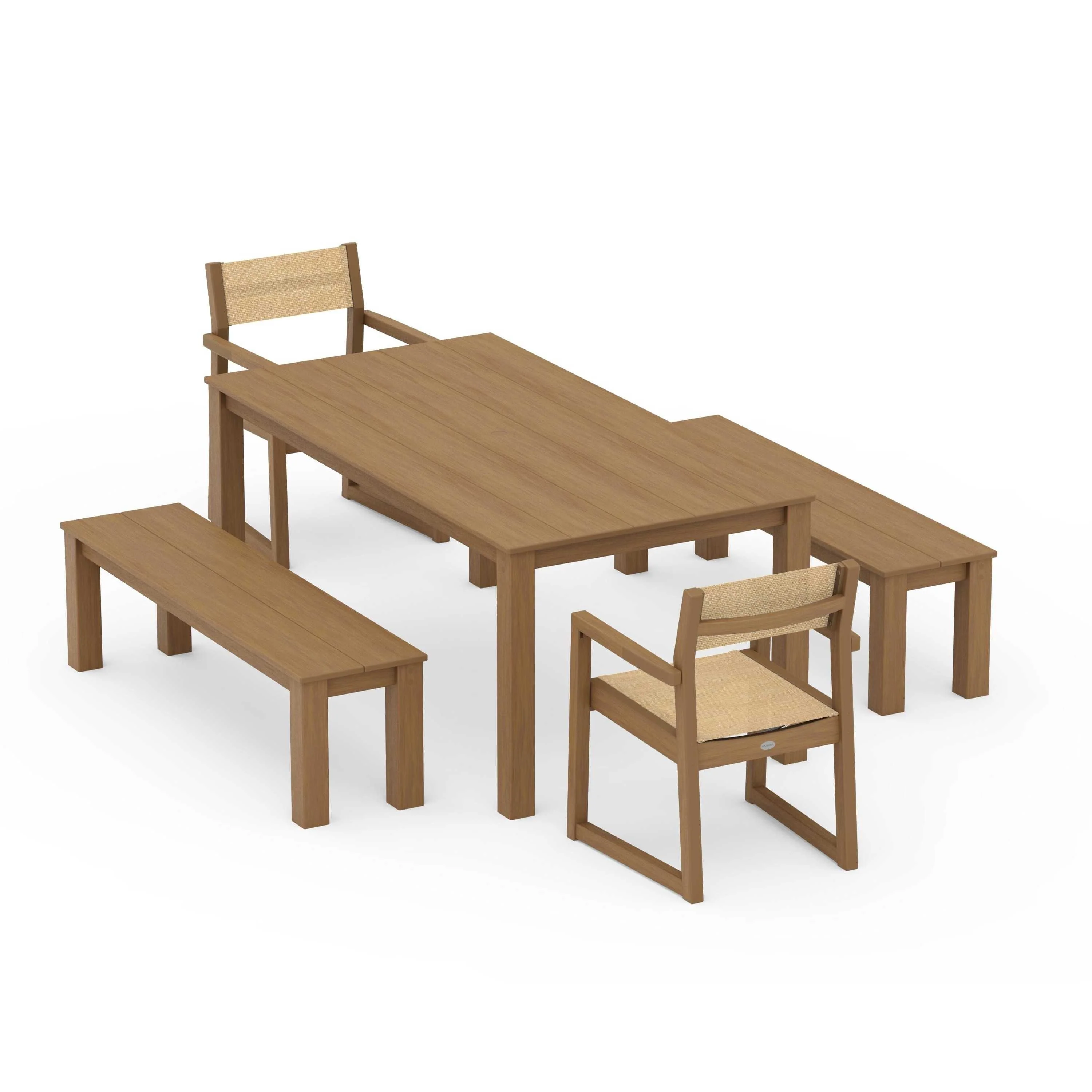 EDGE Sling Arm Chair 5-Piece Parsons Dining Set with Benches - Image 123