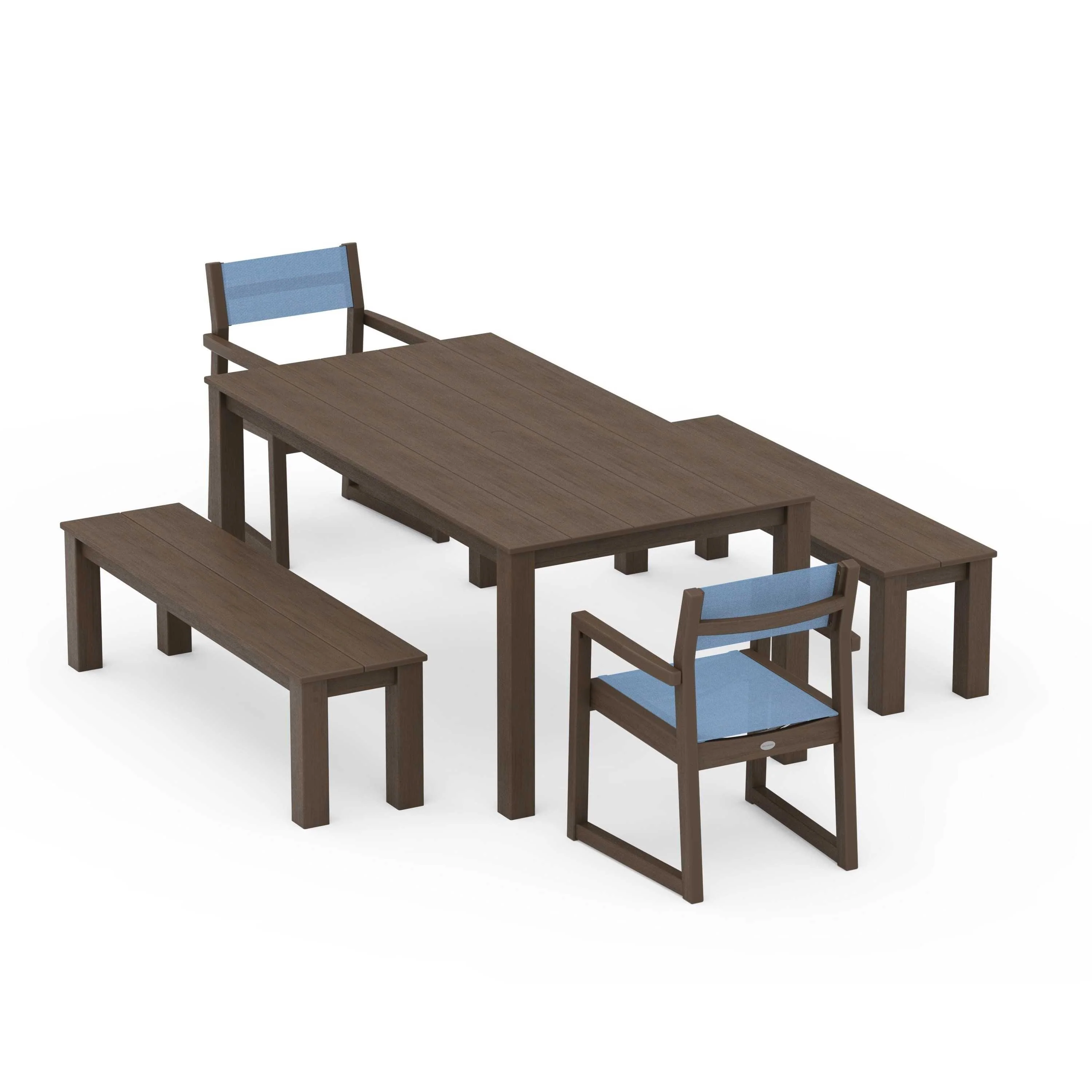 EDGE Sling Arm Chair 5-Piece Parsons Dining Set with Benches - Image 127