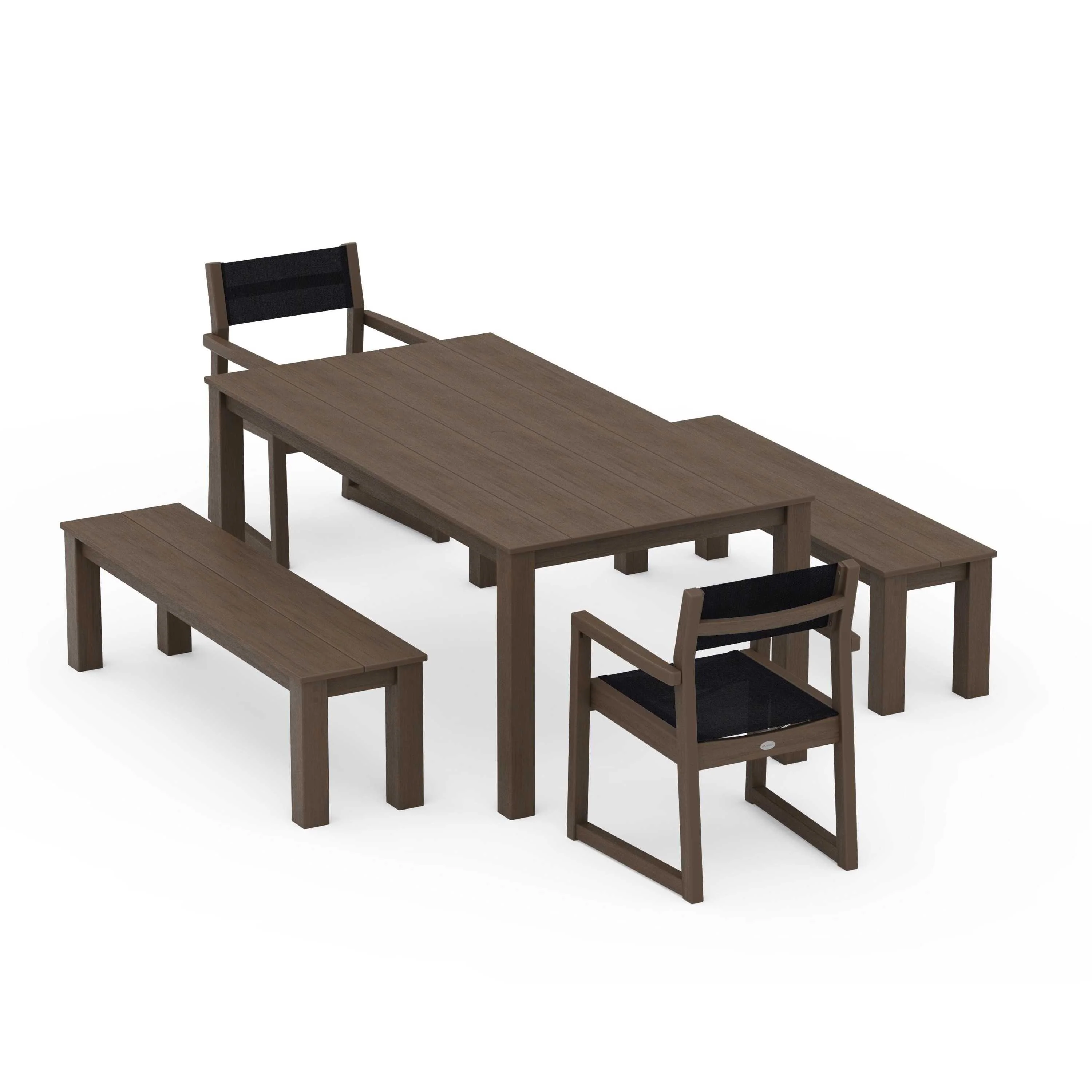 EDGE Sling Arm Chair 5-Piece Parsons Dining Set with Benches - Image 128