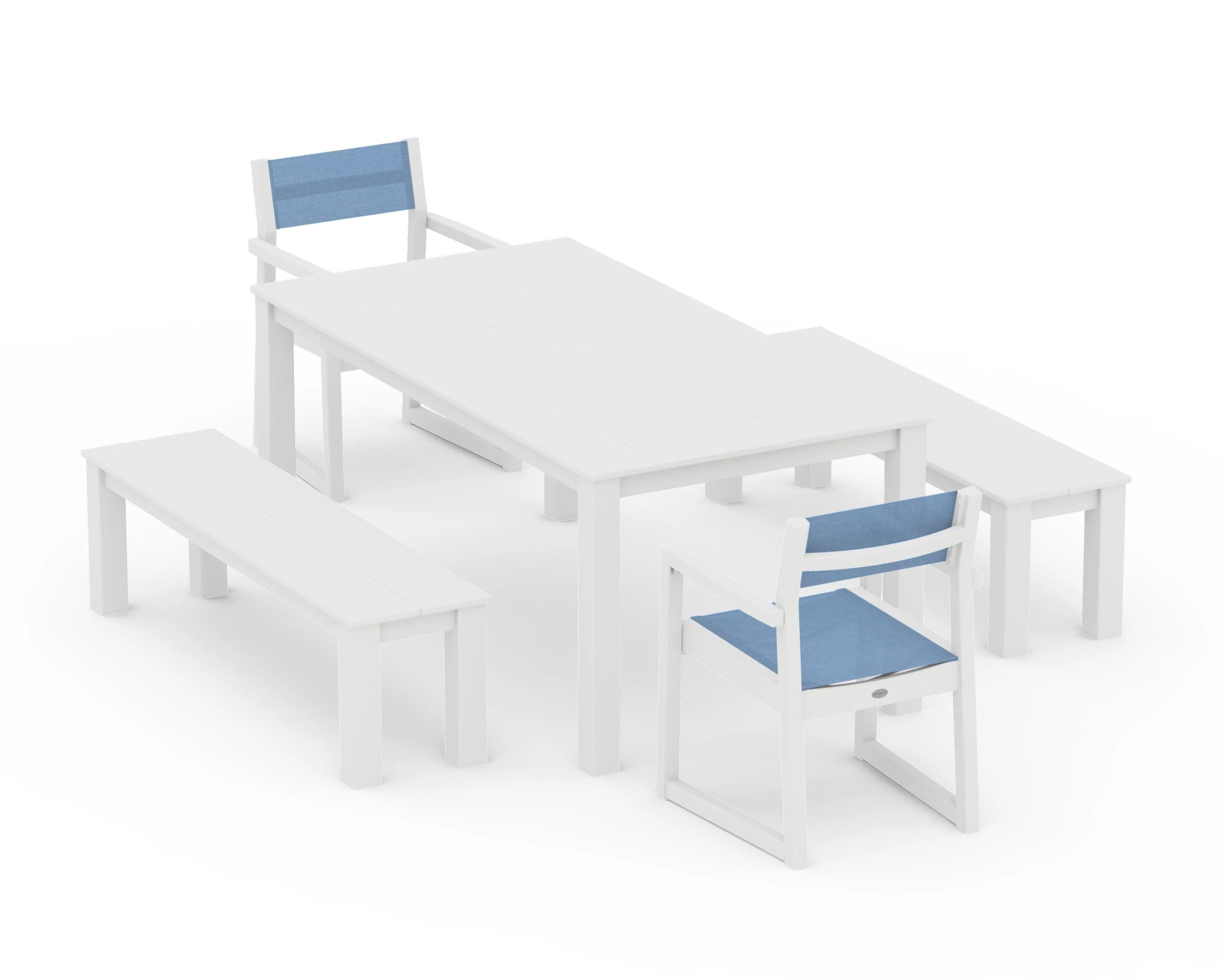 EDGE Sling Arm Chair 5-Piece Parsons Dining Set with Benches - Image 27