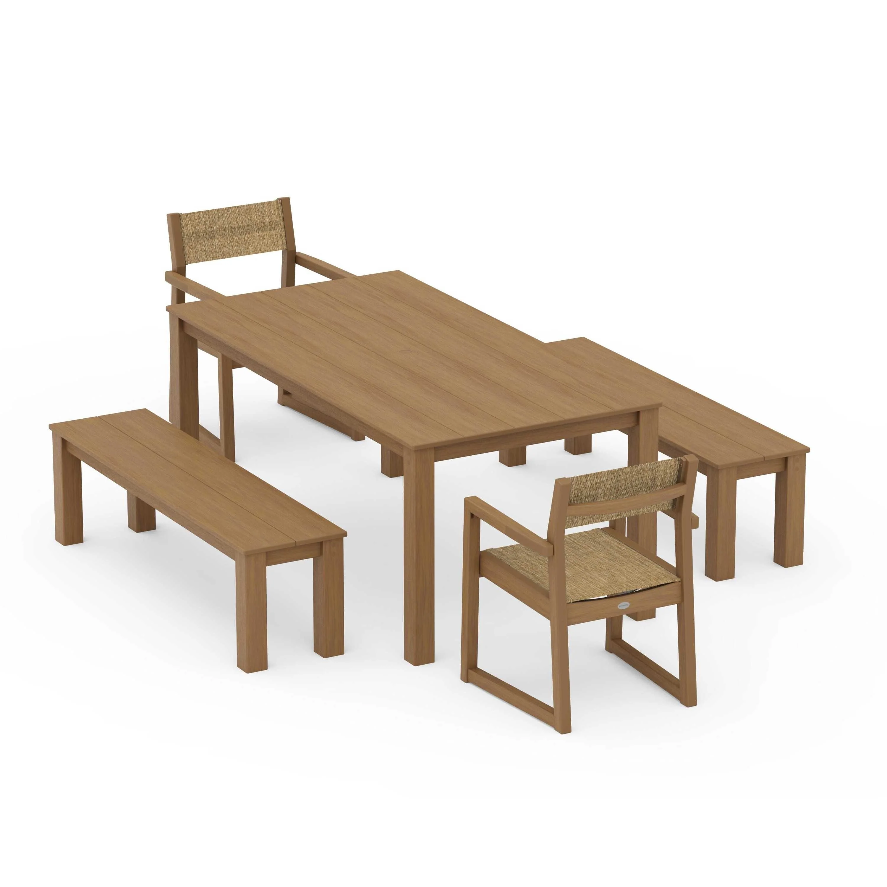 EDGE Sling Arm Chair 5-Piece Parsons Dining Set with Benches - Image 39