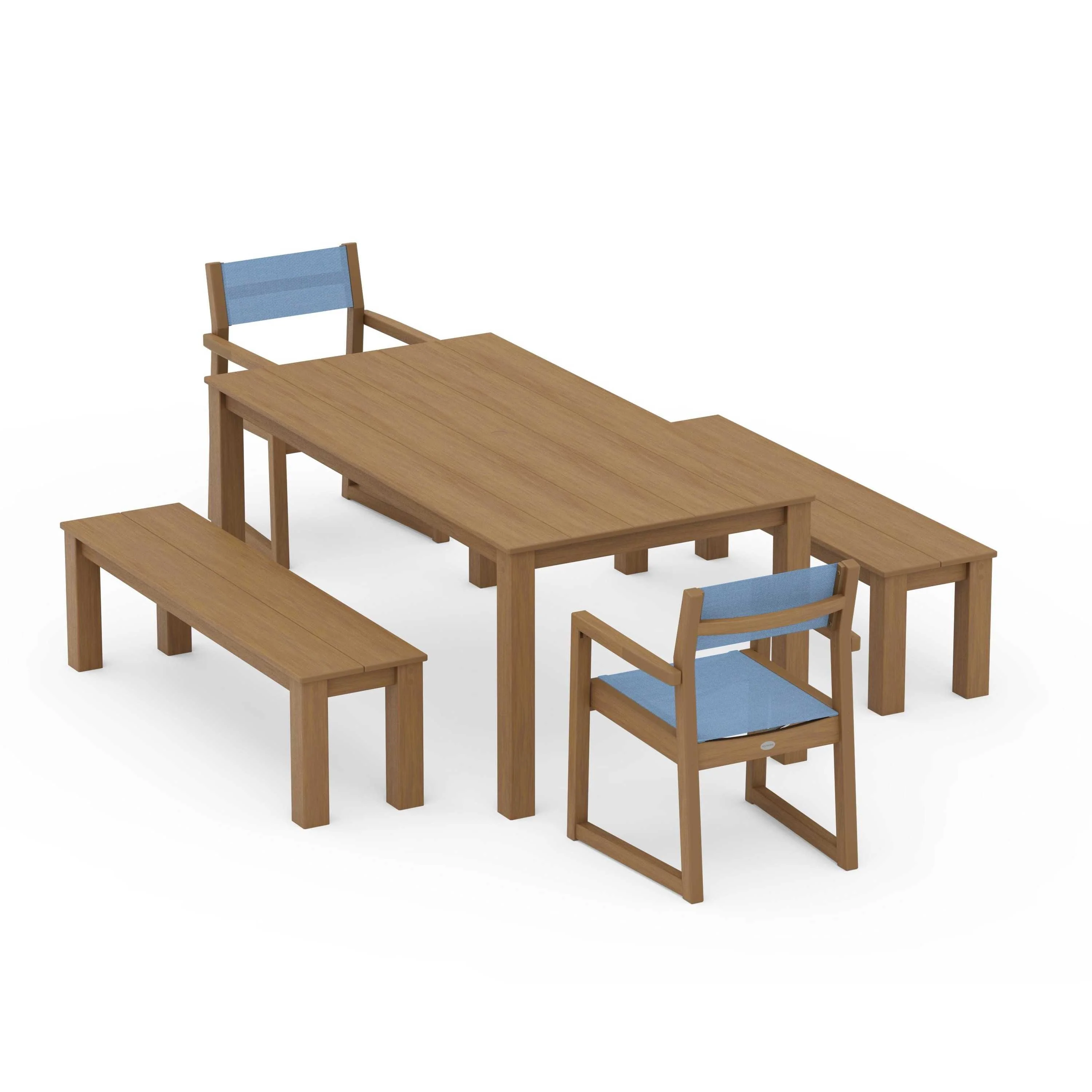 EDGE Sling Arm Chair 5-Piece Parsons Dining Set with Benches - Image 93
