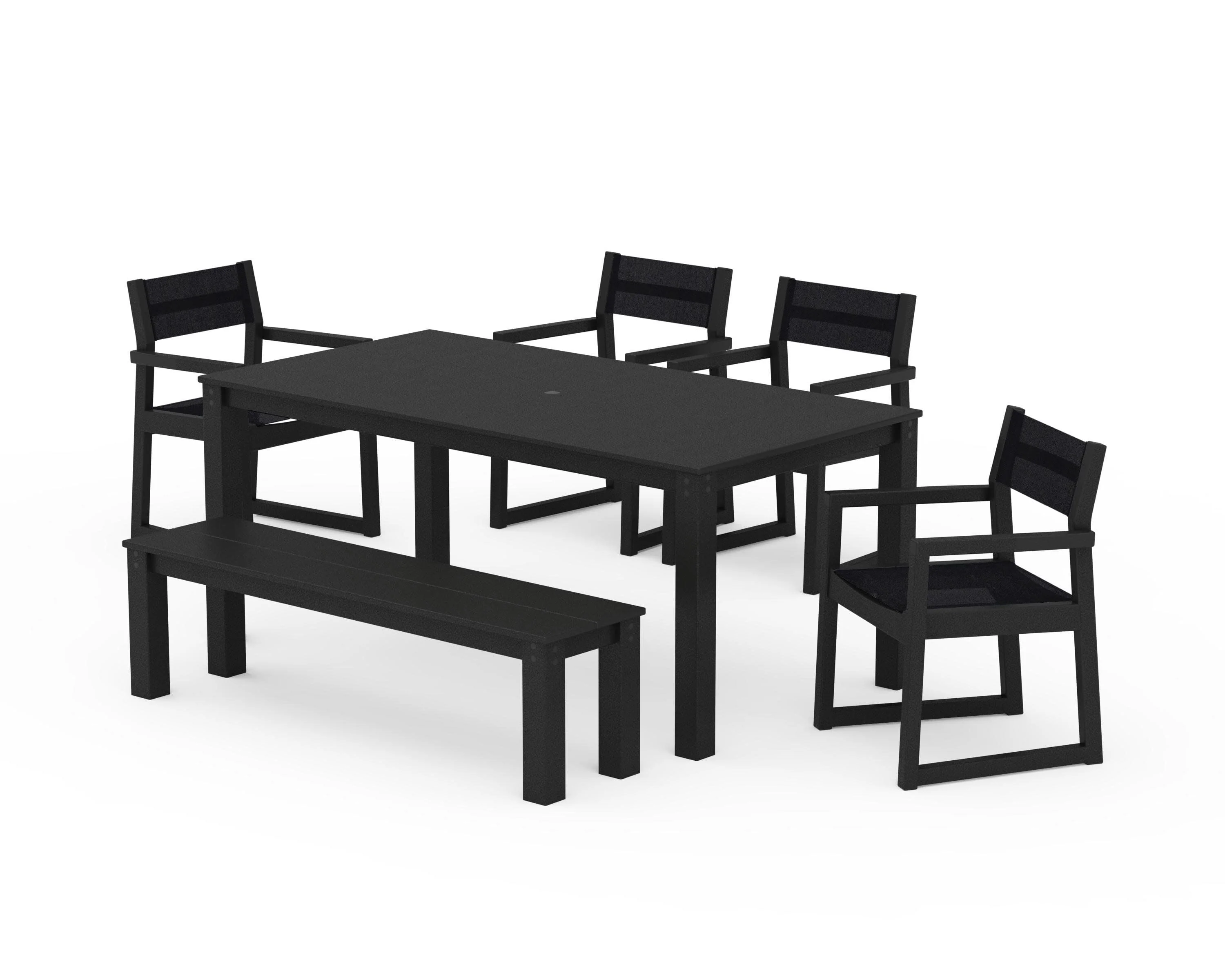 EDGE Sling Arm Chair 6-Piece Parsons Dining Set with Bench - Image 10