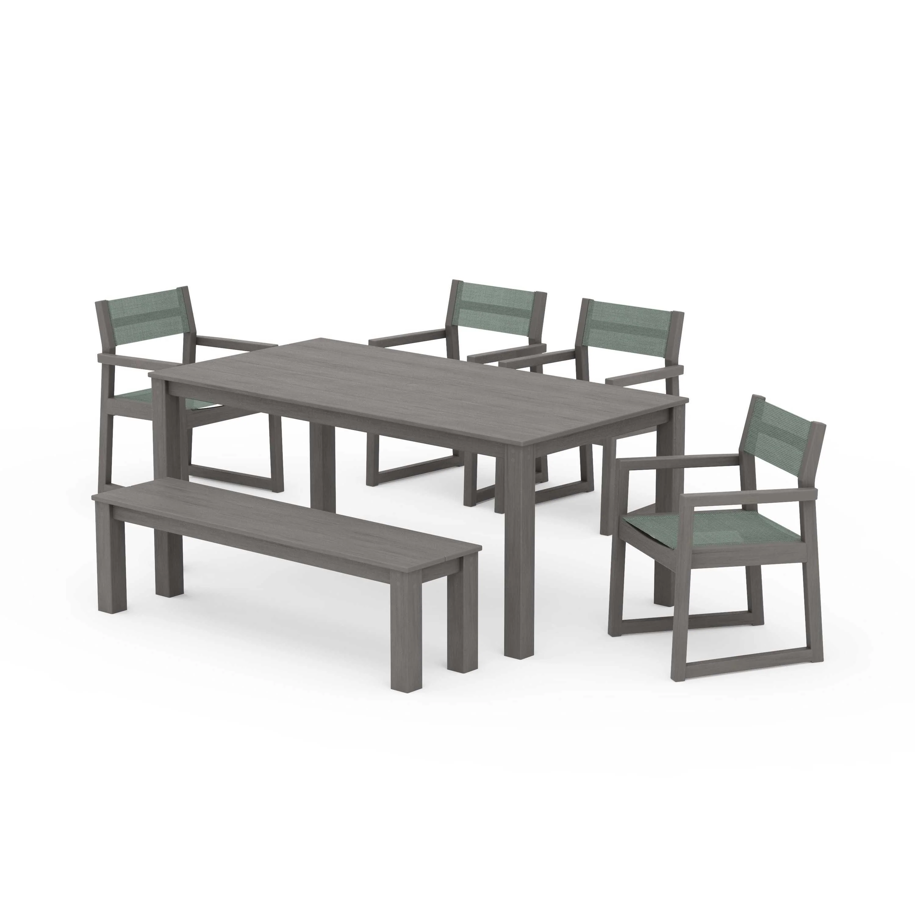 EDGE Sling Arm Chair 6-Piece Parsons Dining Set with Bench - Image 101