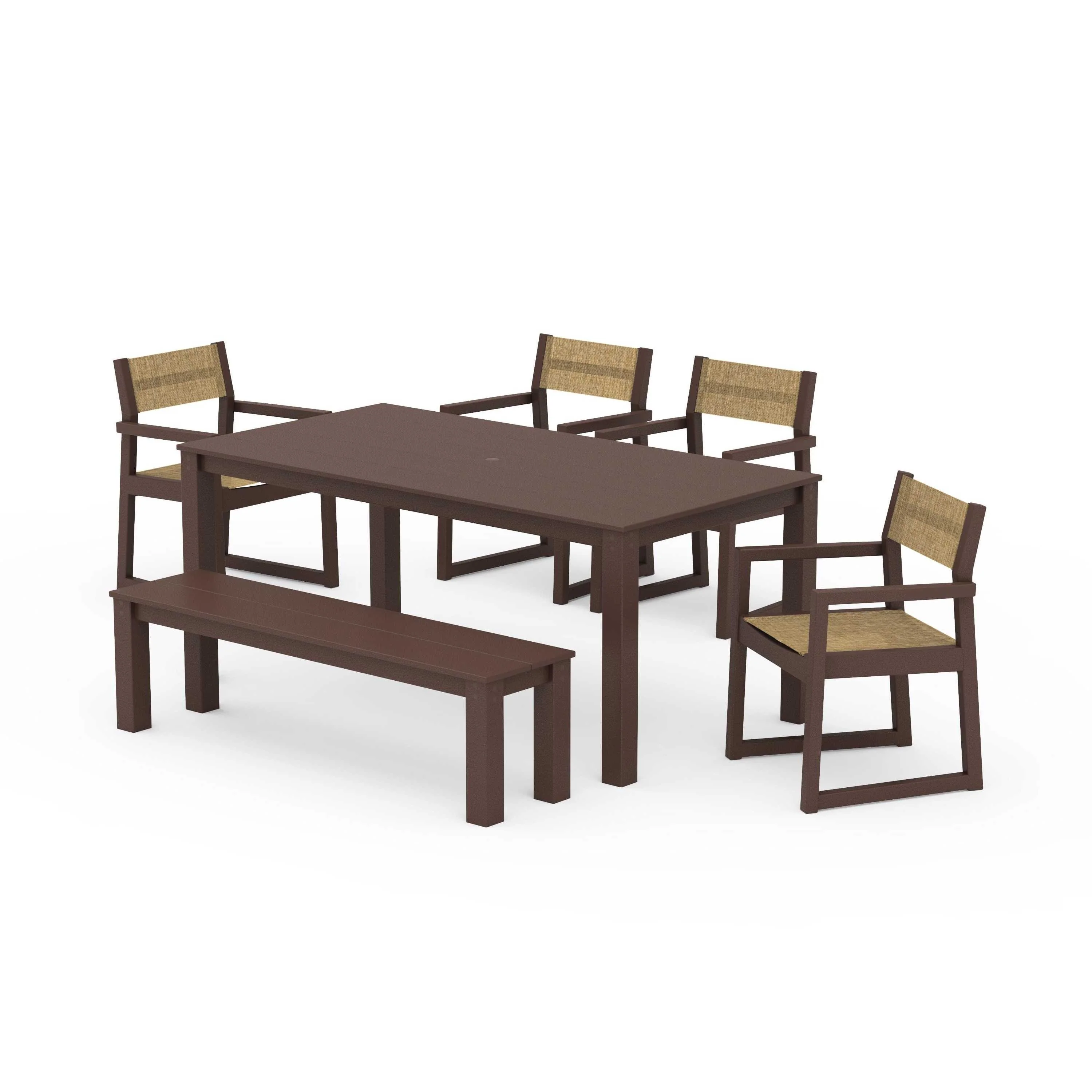 EDGE Sling Arm Chair 6-Piece Parsons Dining Set with Bench - Image 103