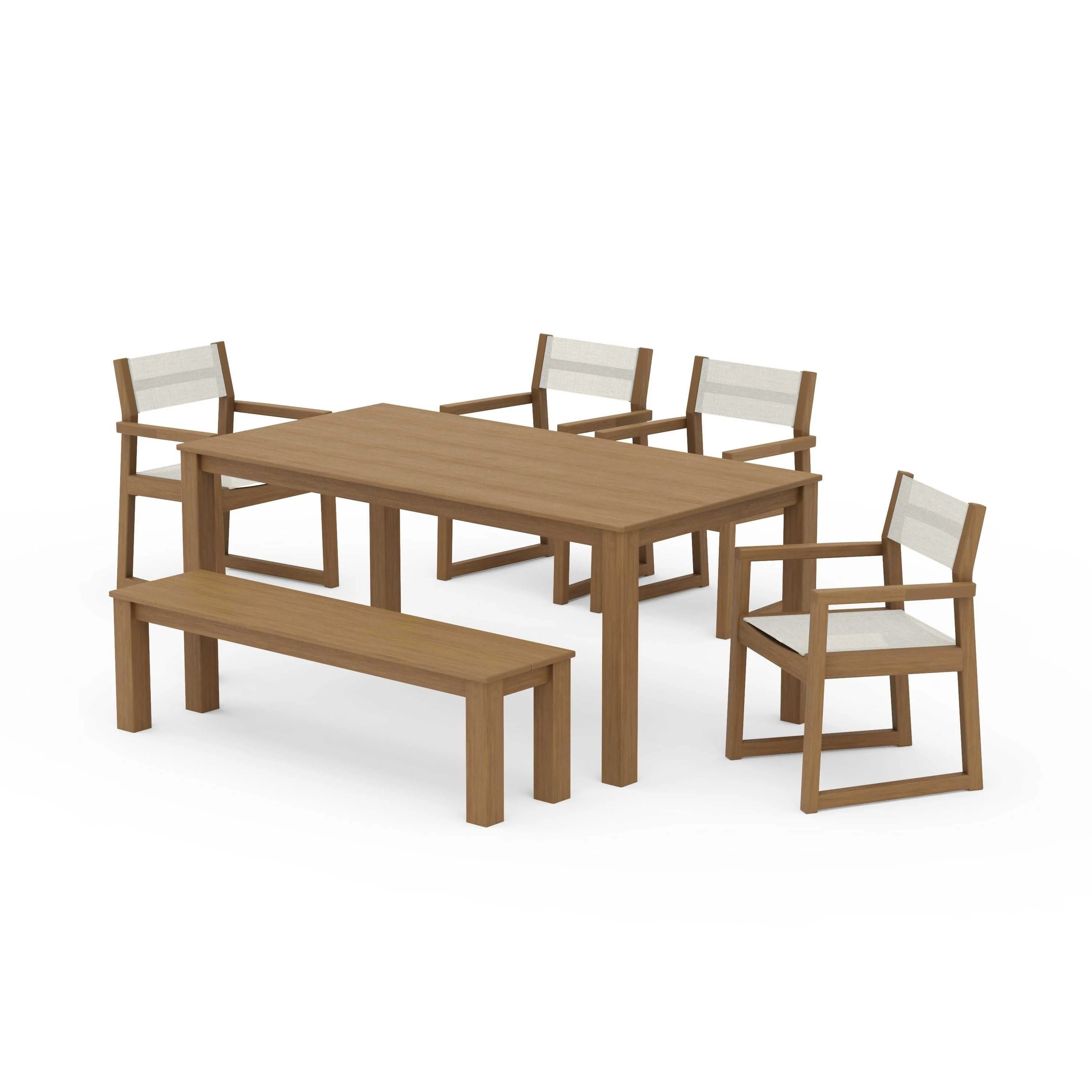 EDGE Sling Arm Chair 6-Piece Parsons Dining Set with Bench - Image 104
