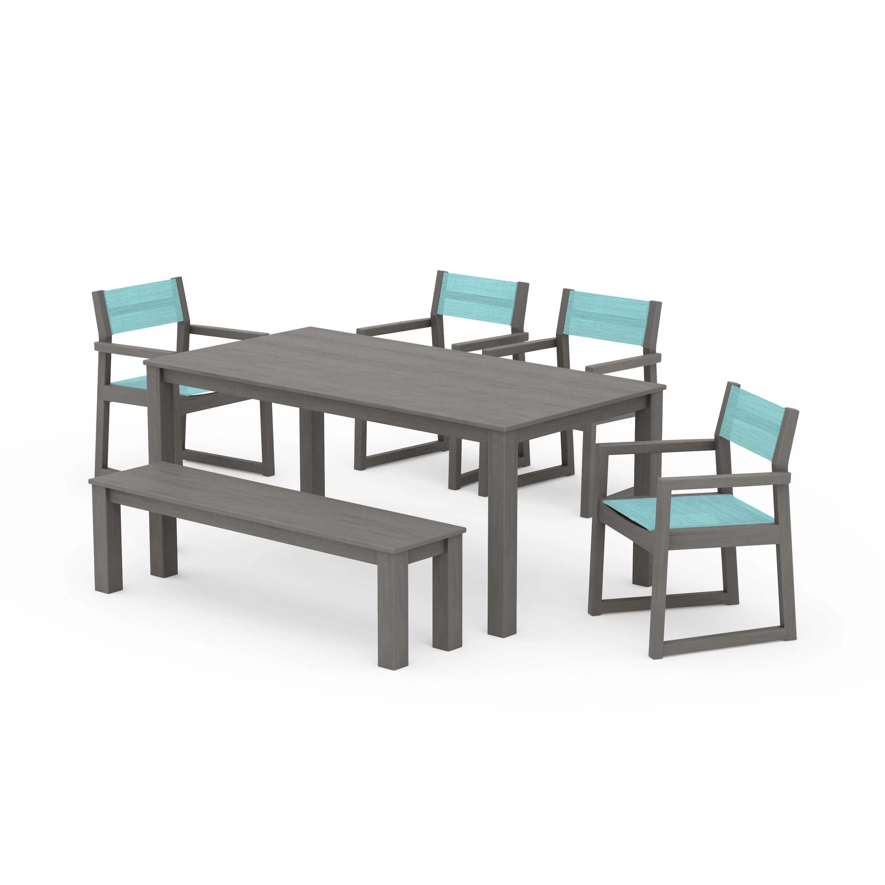 EDGE Sling Arm Chair 6-Piece Parsons Dining Set with Bench - Image 105