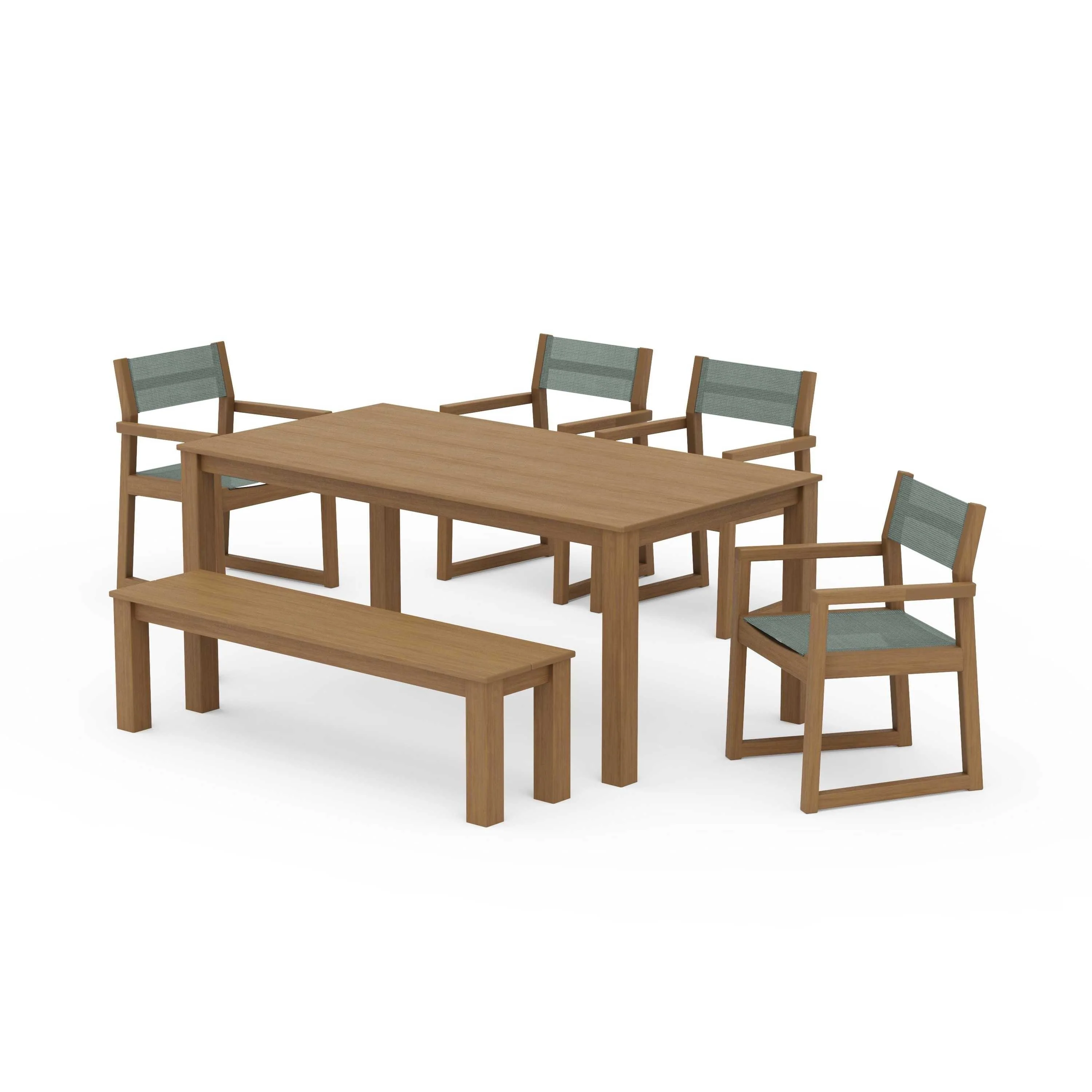 EDGE Sling Arm Chair 6-Piece Parsons Dining Set with Bench - Image 111