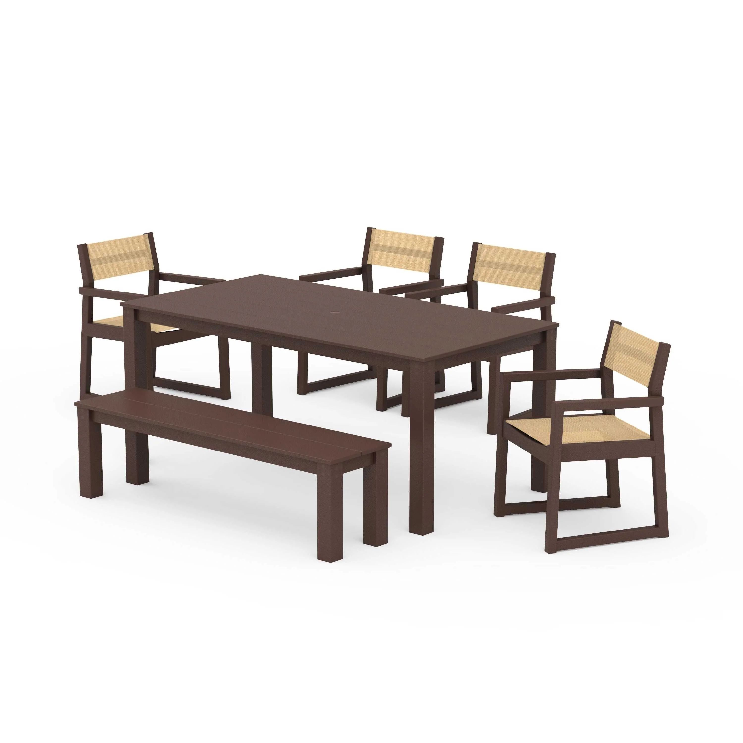 EDGE Sling Arm Chair 6-Piece Parsons Dining Set with Bench - Image 112
