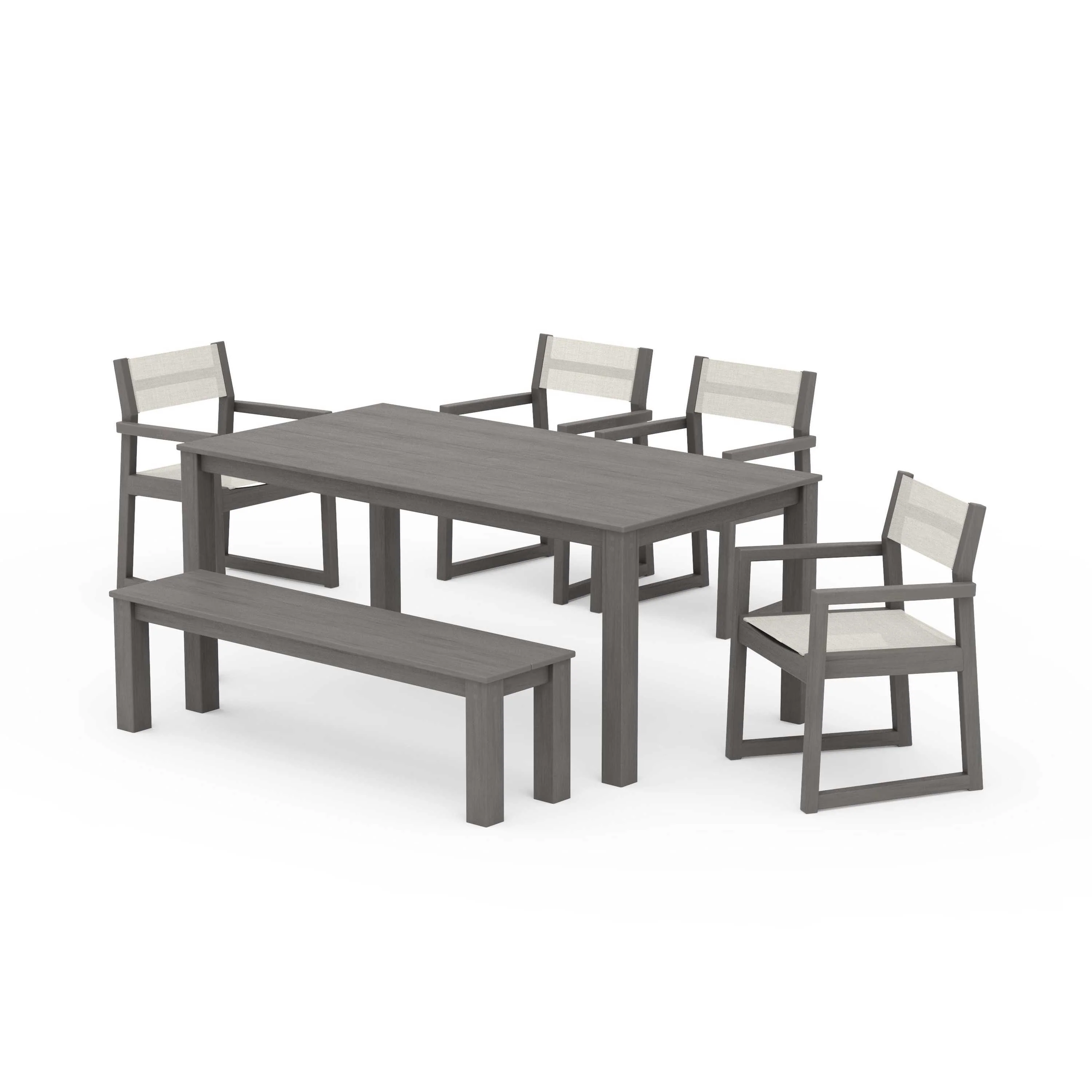 EDGE Sling Arm Chair 6-Piece Parsons Dining Set with Bench - Image 113