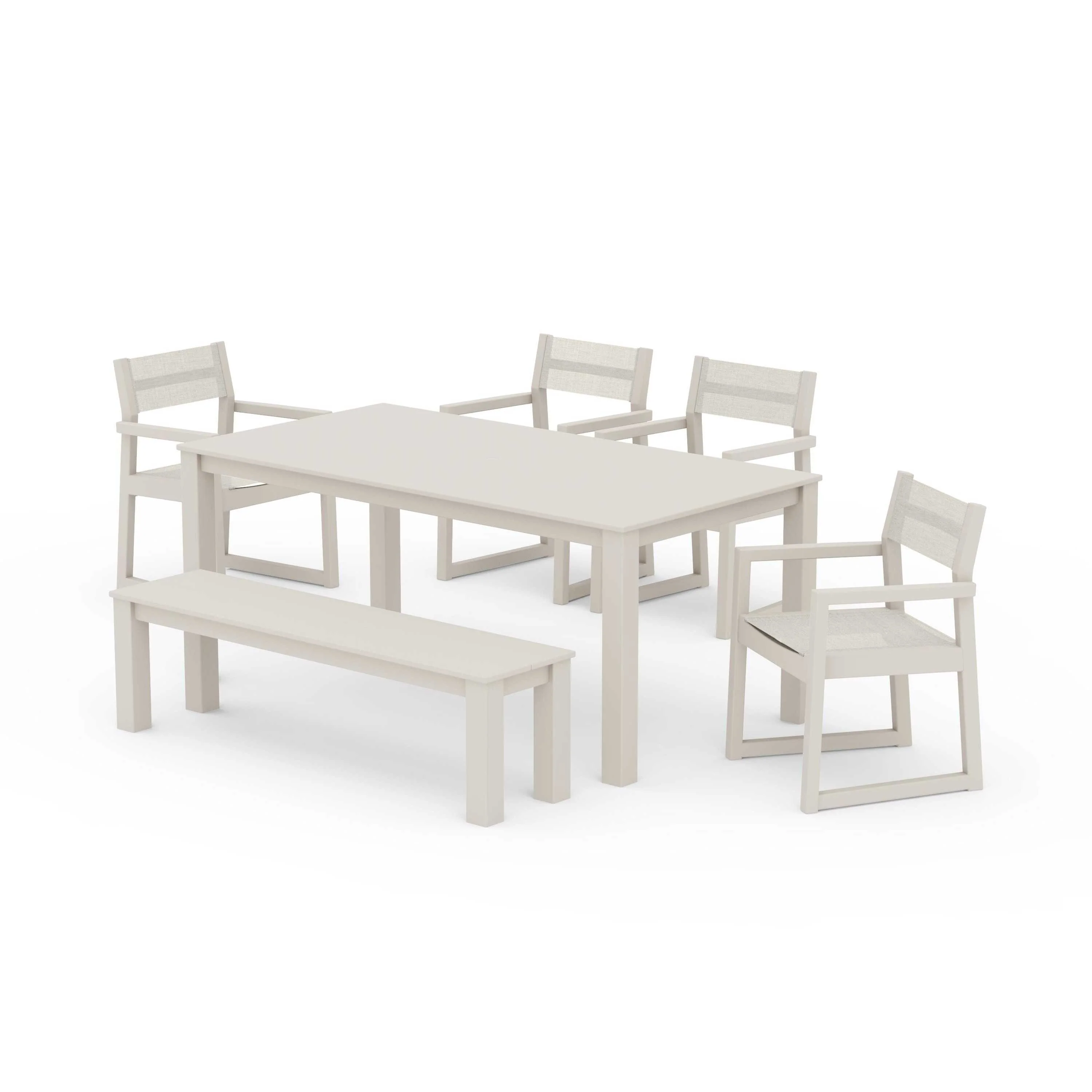 EDGE Sling Arm Chair 6-Piece Parsons Dining Set with Bench - Image 114