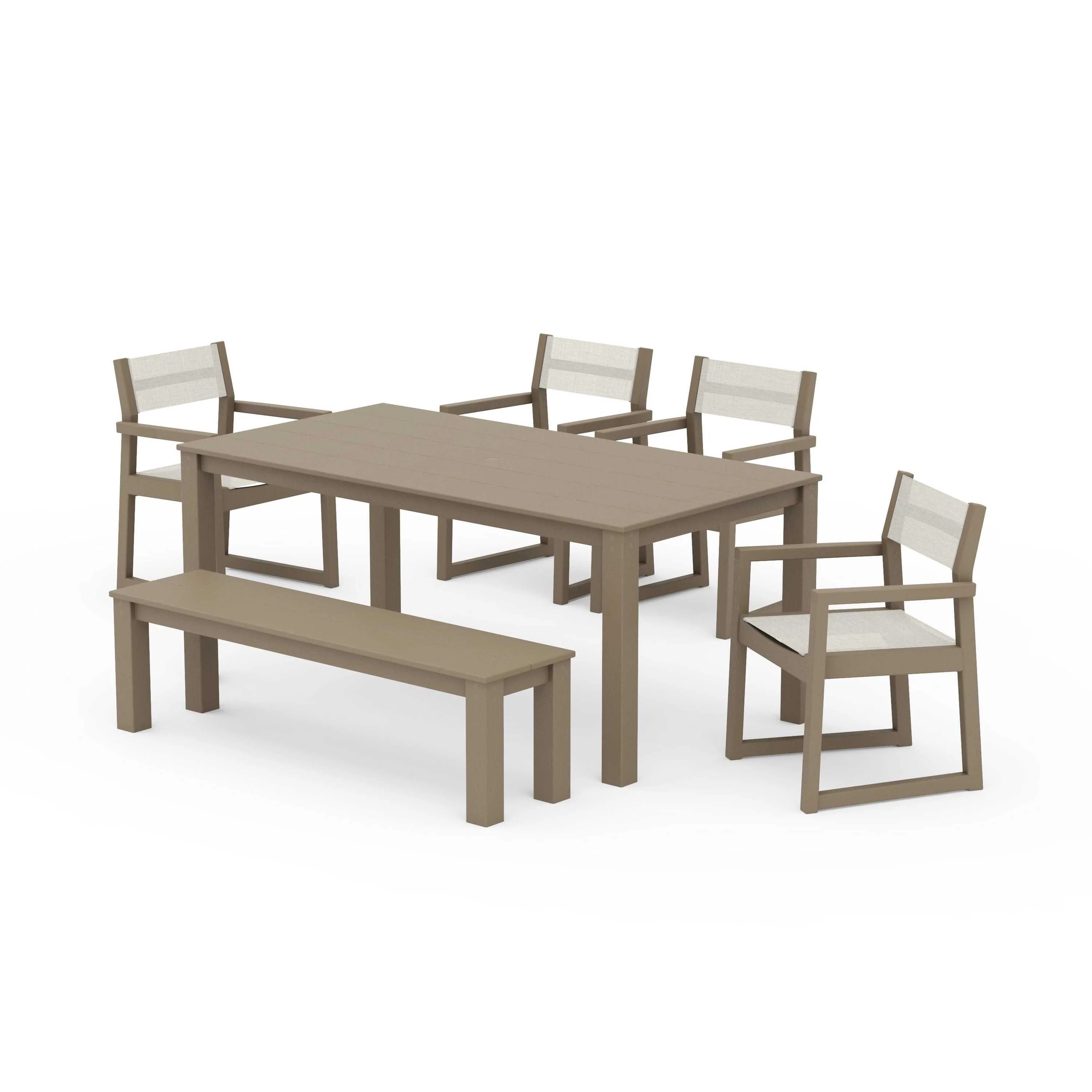 EDGE Sling Arm Chair 6-Piece Parsons Dining Set with Bench - Image 115