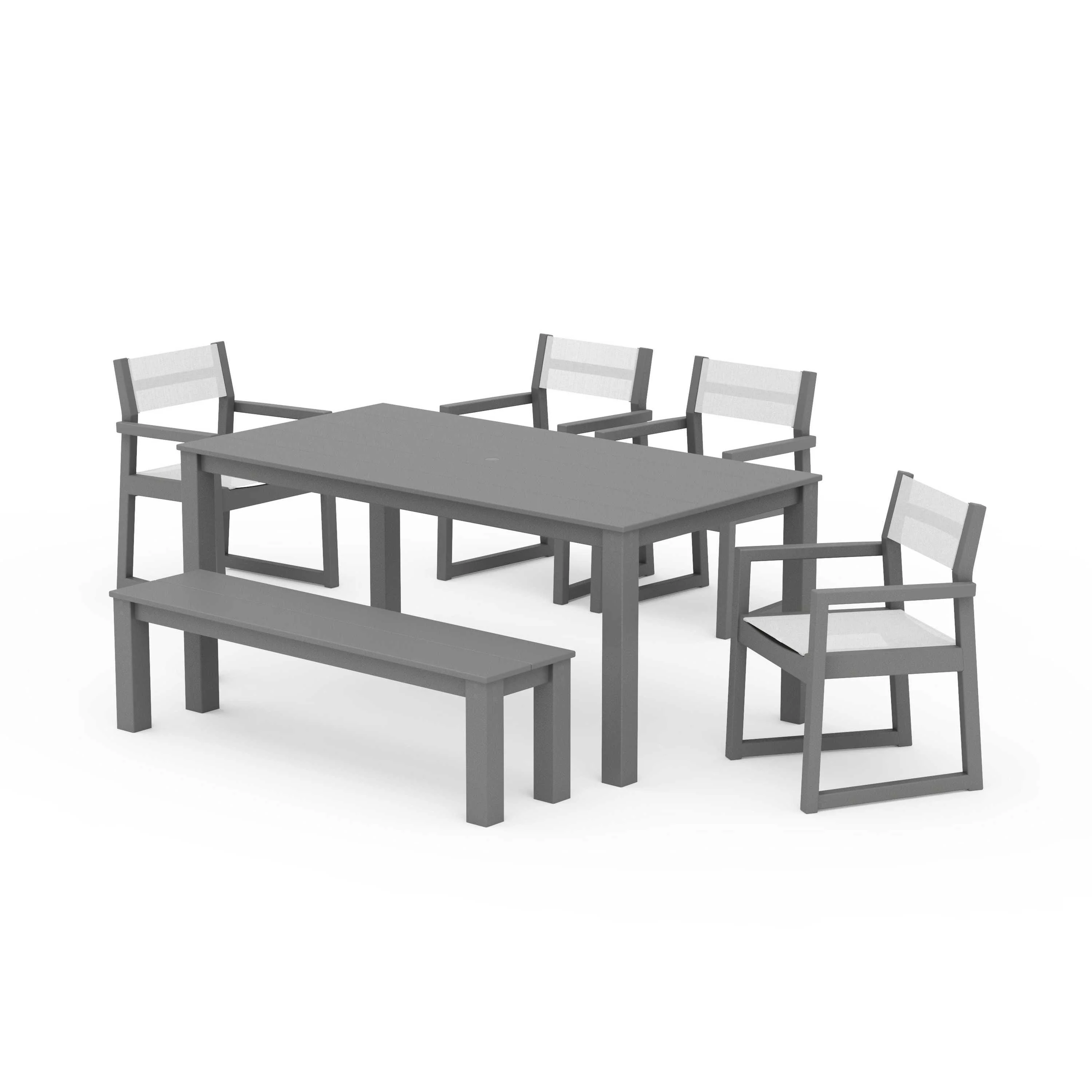 EDGE Sling Arm Chair 6-Piece Parsons Dining Set with Bench - Image 116