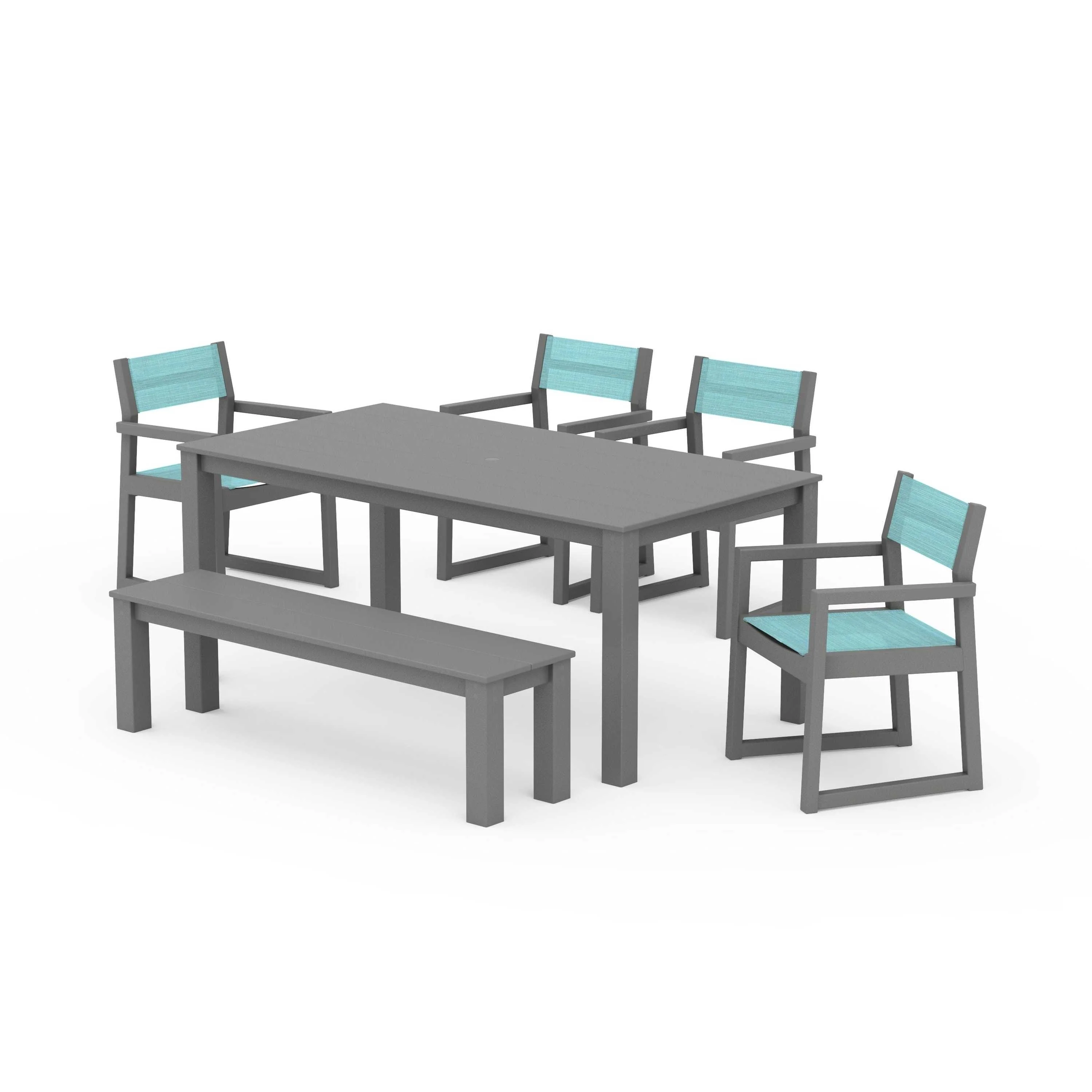 EDGE Sling Arm Chair 6-Piece Parsons Dining Set with Bench - Image 118
