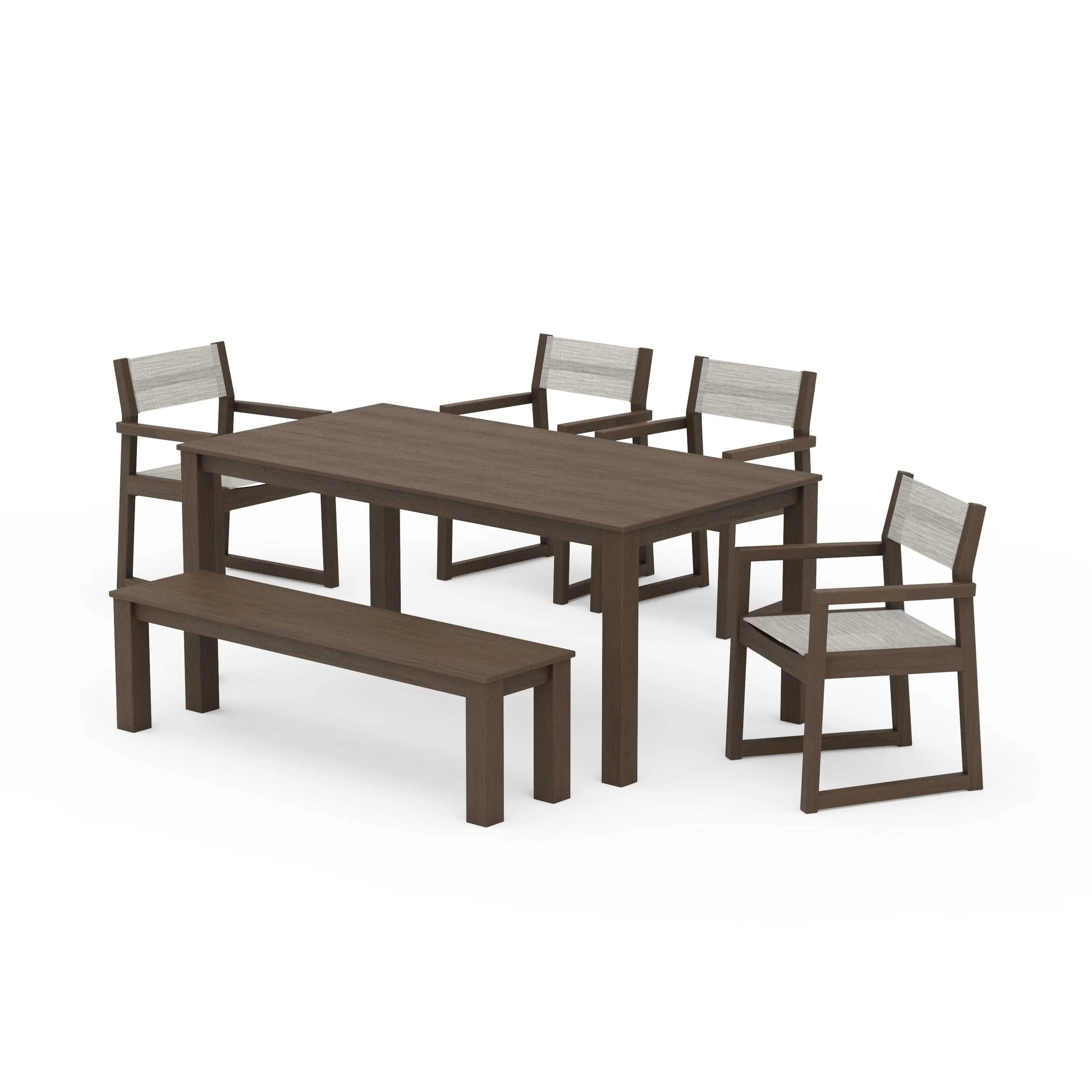 EDGE Sling Arm Chair 6-Piece Parsons Dining Set with Bench - Image 120