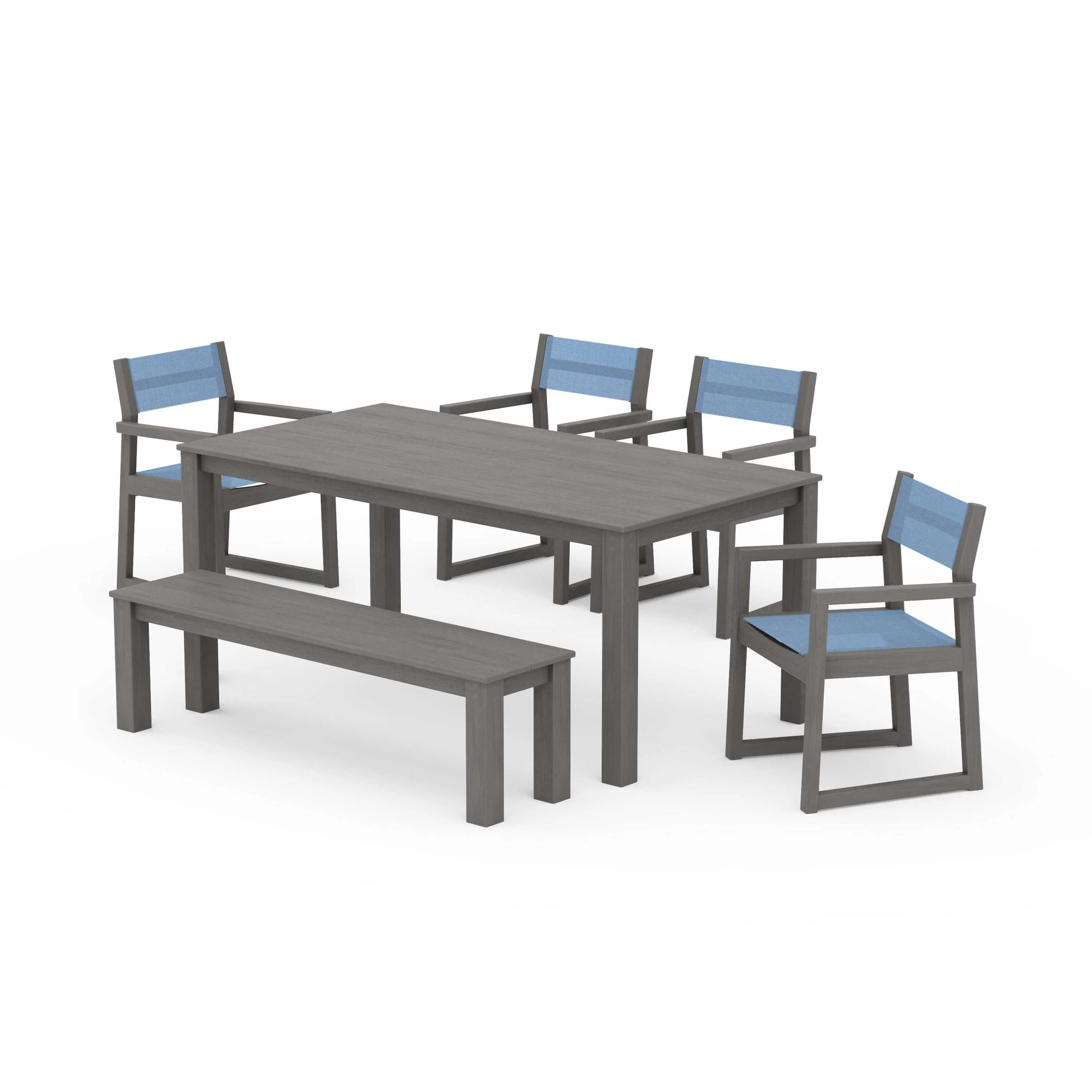 EDGE Sling Arm Chair 6-Piece Parsons Dining Set with Bench - Image 122