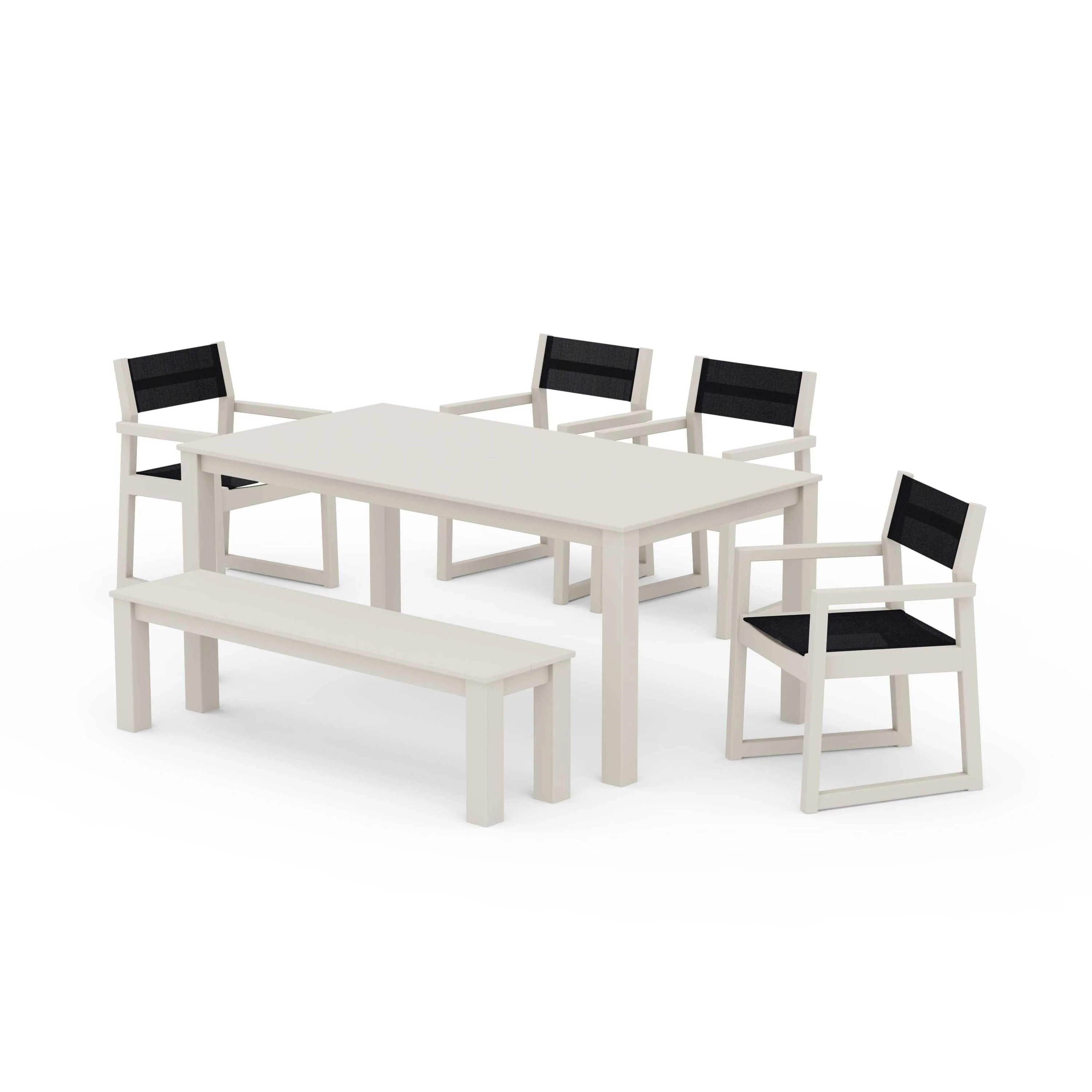 EDGE Sling Arm Chair 6-Piece Parsons Dining Set with Bench - Image 125