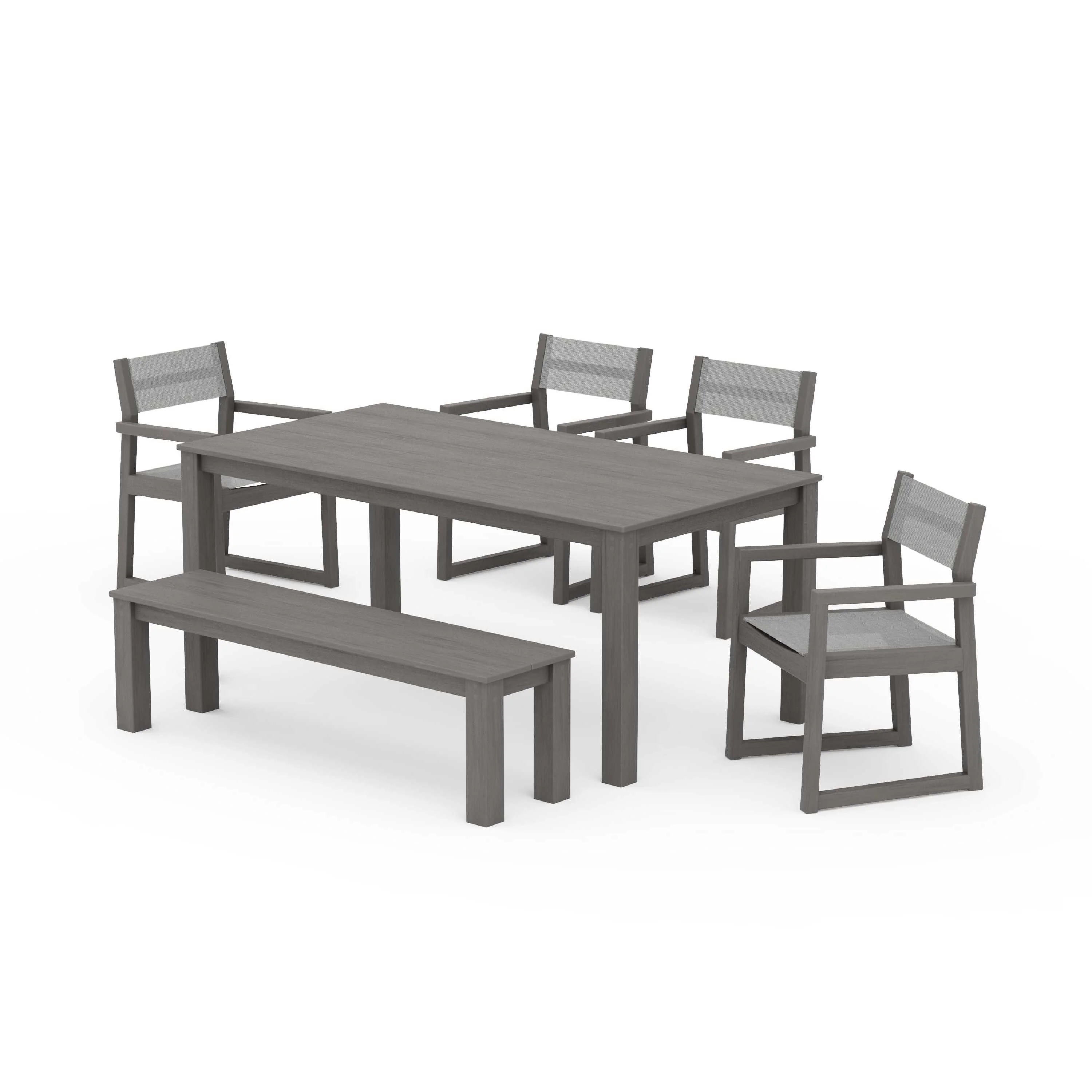 EDGE Sling Arm Chair 6-Piece Parsons Dining Set with Bench - Image 126