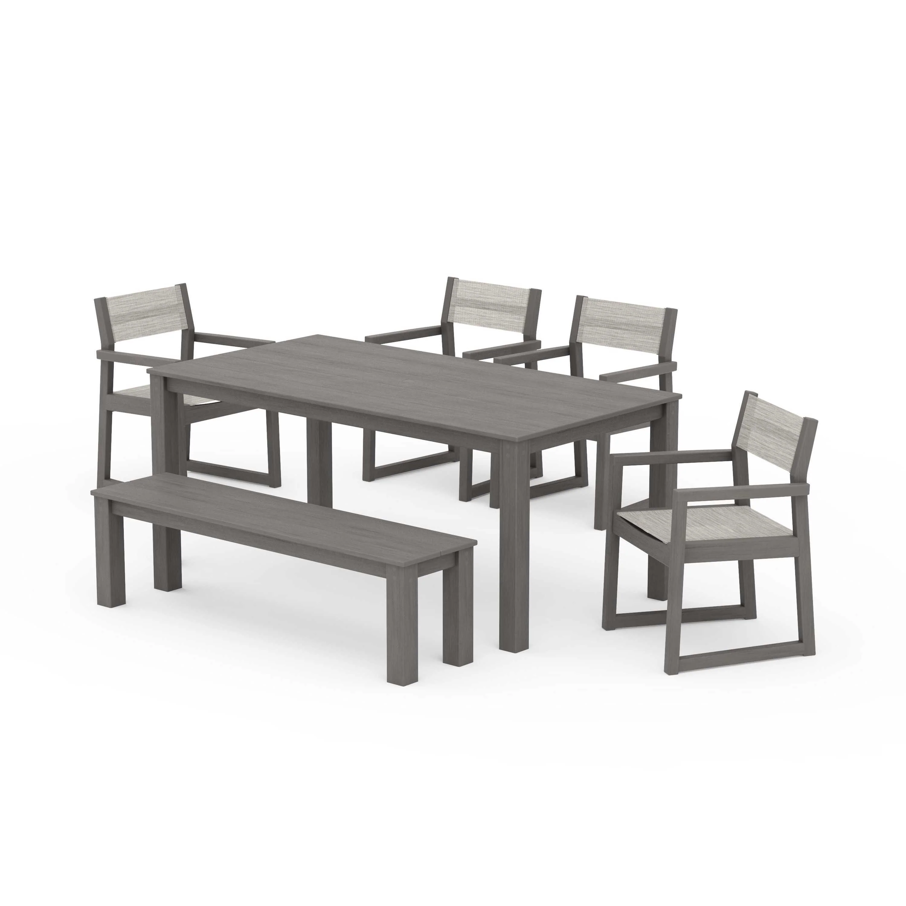 EDGE Sling Arm Chair 6-Piece Parsons Dining Set with Bench - Image 127