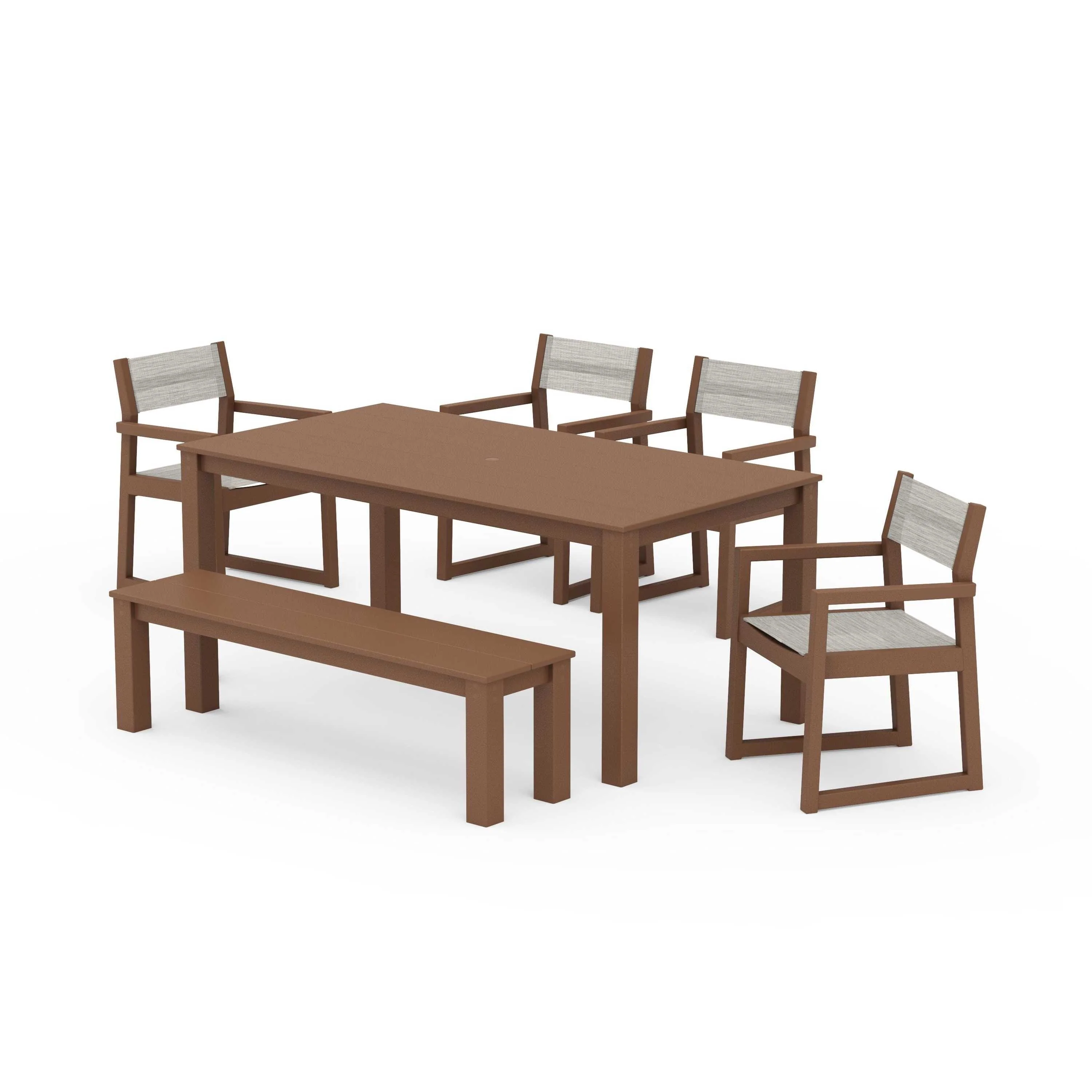 EDGE Sling Arm Chair 6-Piece Parsons Dining Set with Bench - Image 128