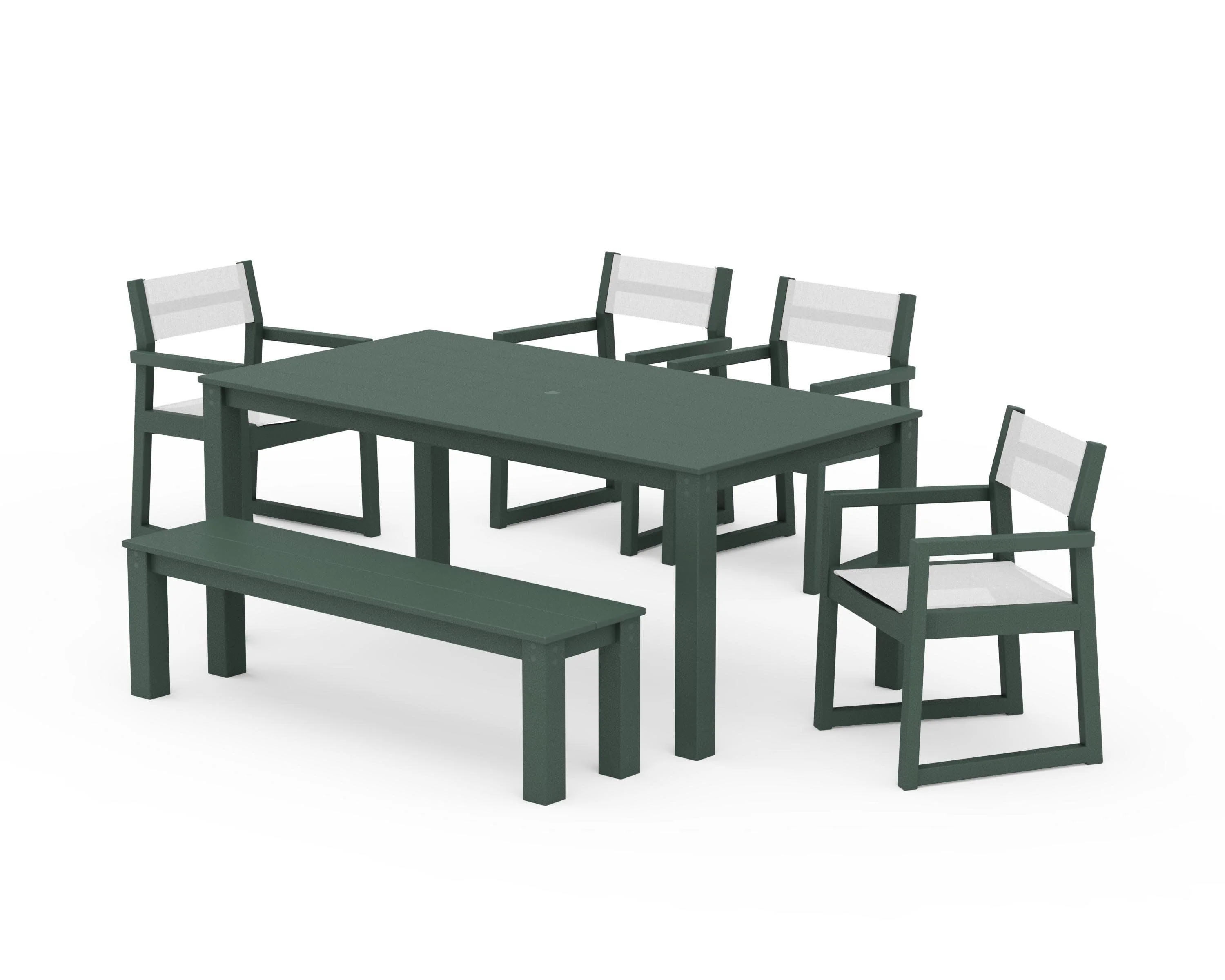EDGE Sling Arm Chair 6-Piece Parsons Dining Set with Bench - Image 13
