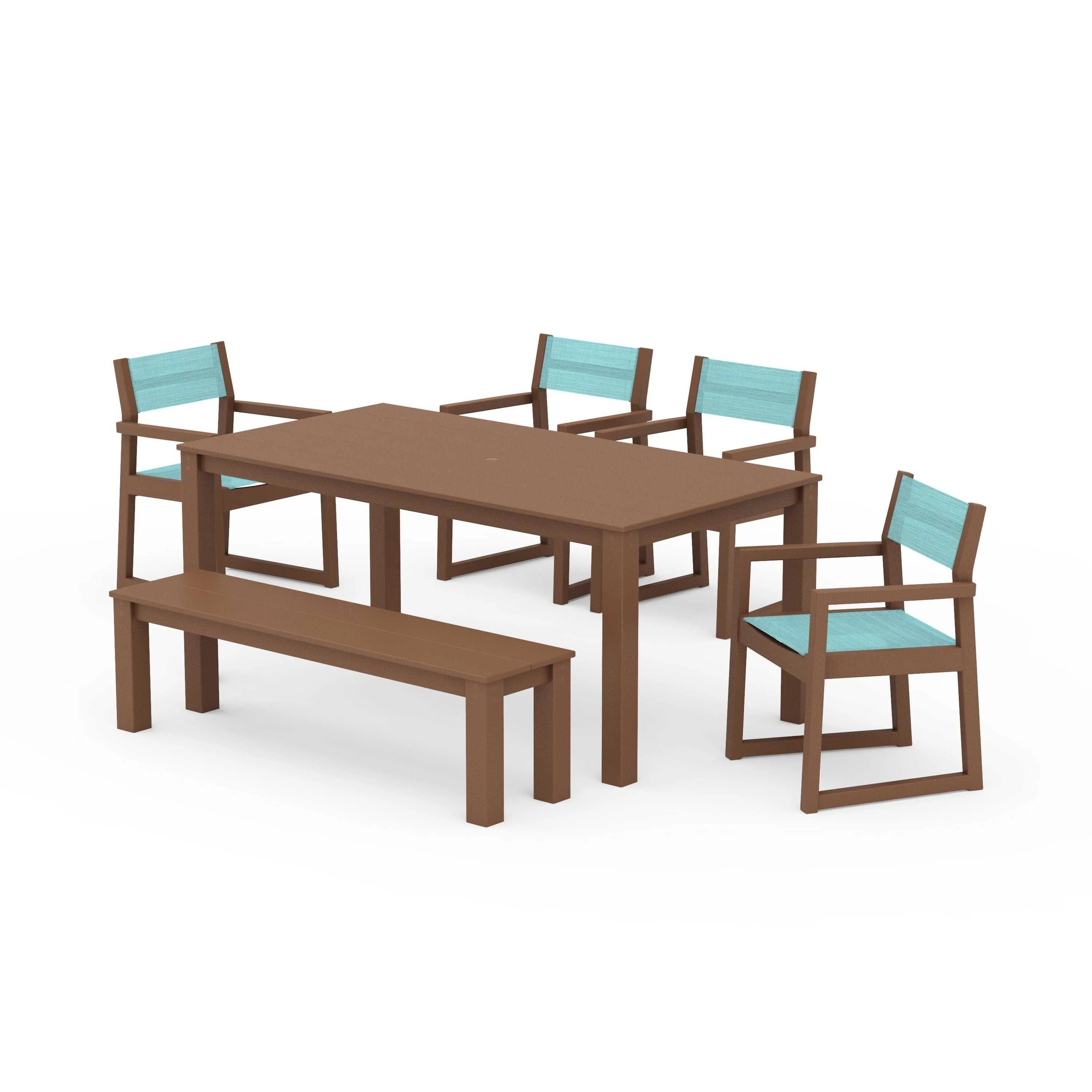 EDGE Sling Arm Chair 6-Piece Parsons Dining Set with Bench - Image 130