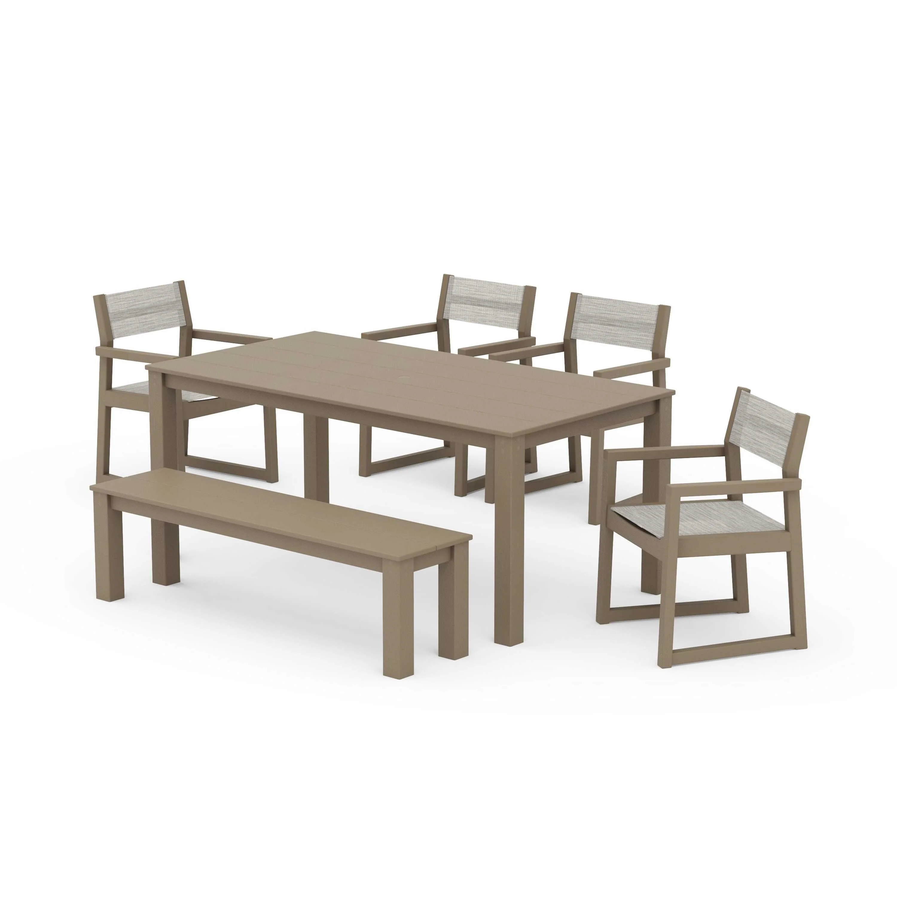 EDGE Sling Arm Chair 6-Piece Parsons Dining Set with Bench - Image 132