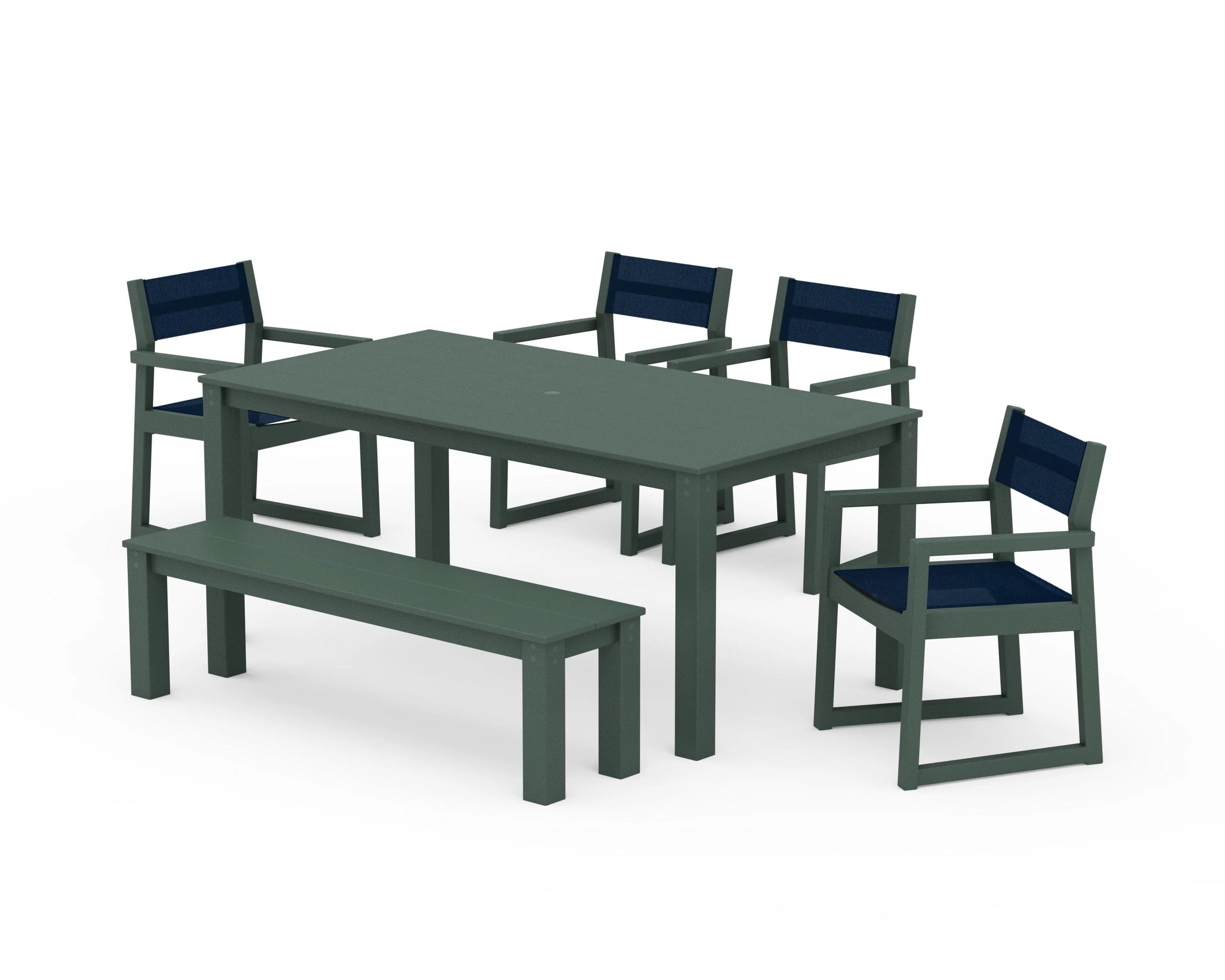 EDGE Sling Arm Chair 6-Piece Parsons Dining Set with Bench - Image 14
