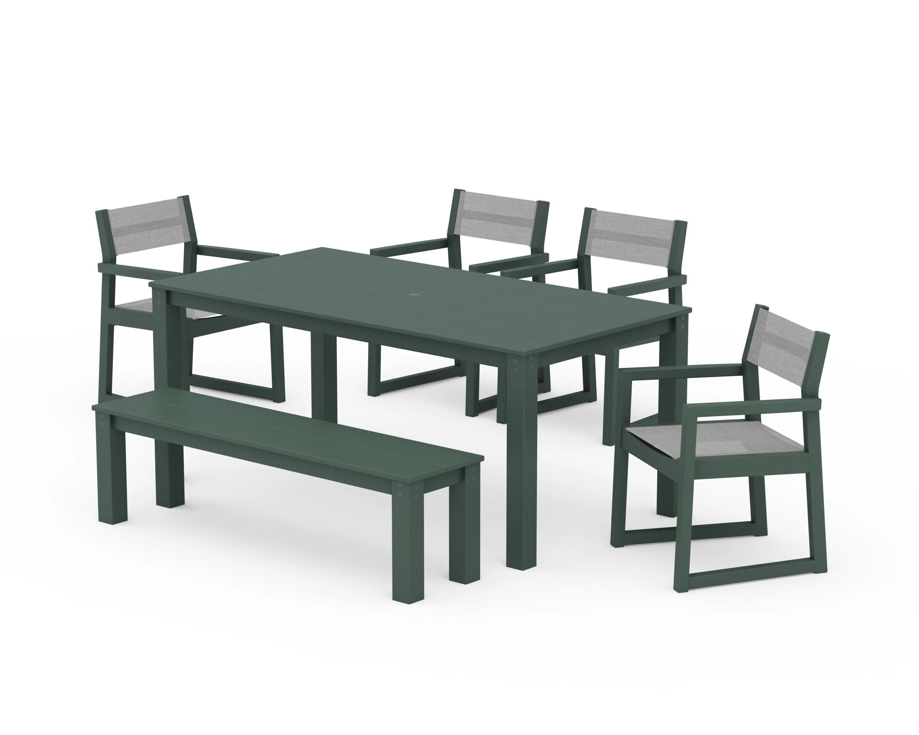 EDGE Sling Arm Chair 6-Piece Parsons Dining Set with Bench - Image 15