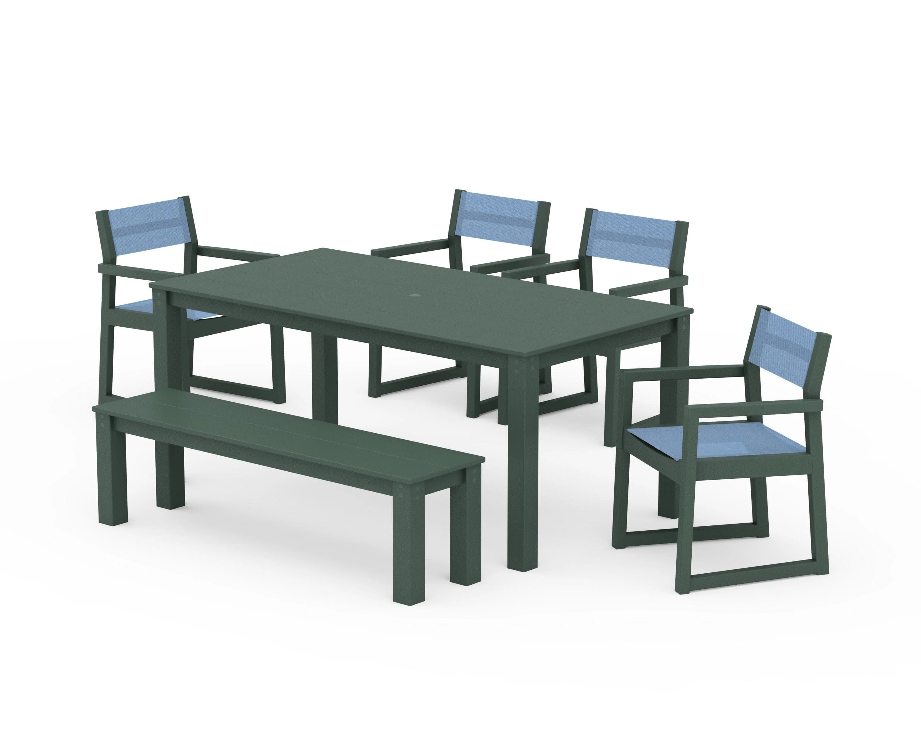 EDGE Sling Arm Chair 6-Piece Parsons Dining Set with Bench - Image 16