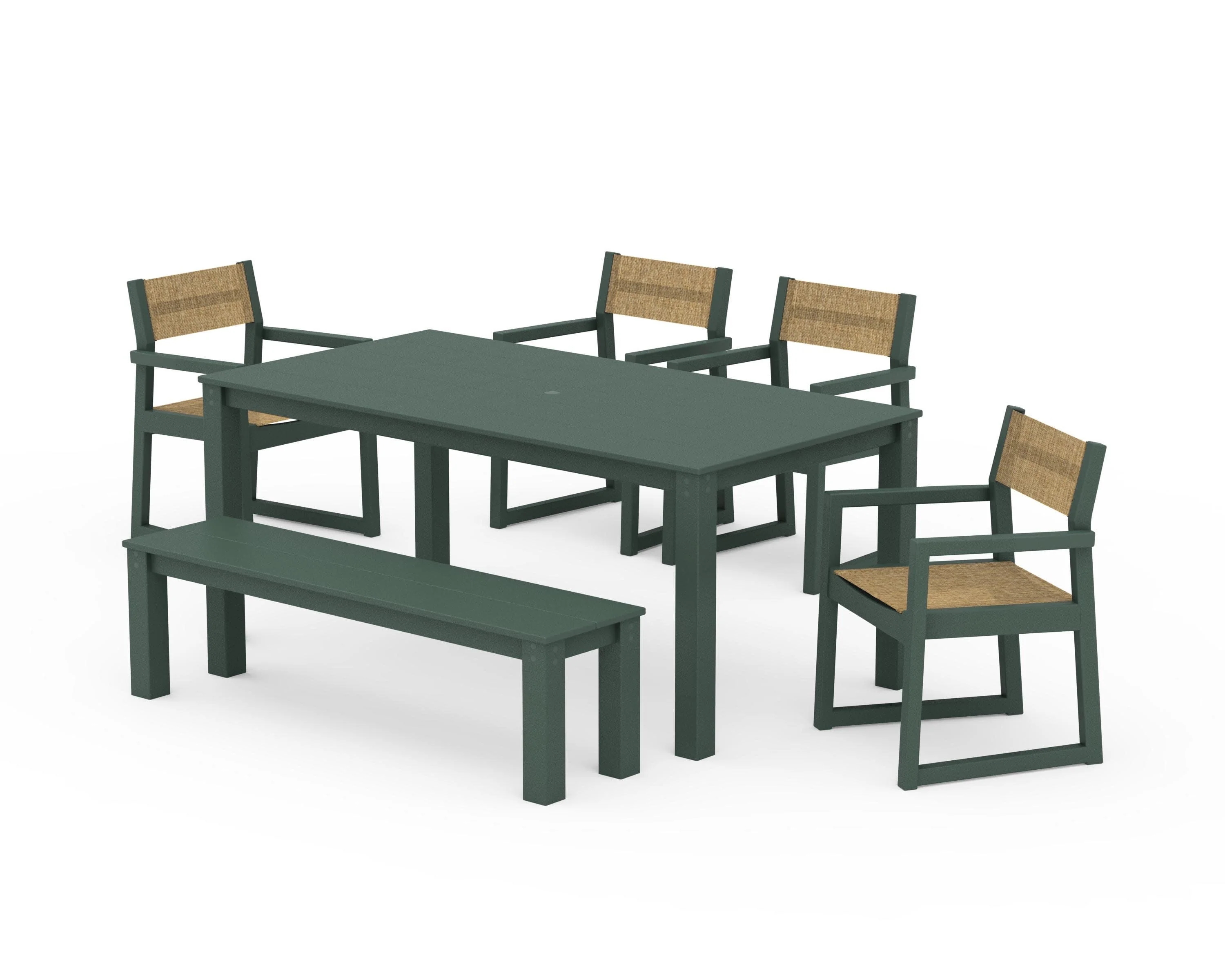 EDGE Sling Arm Chair 6-Piece Parsons Dining Set with Bench - Image 17