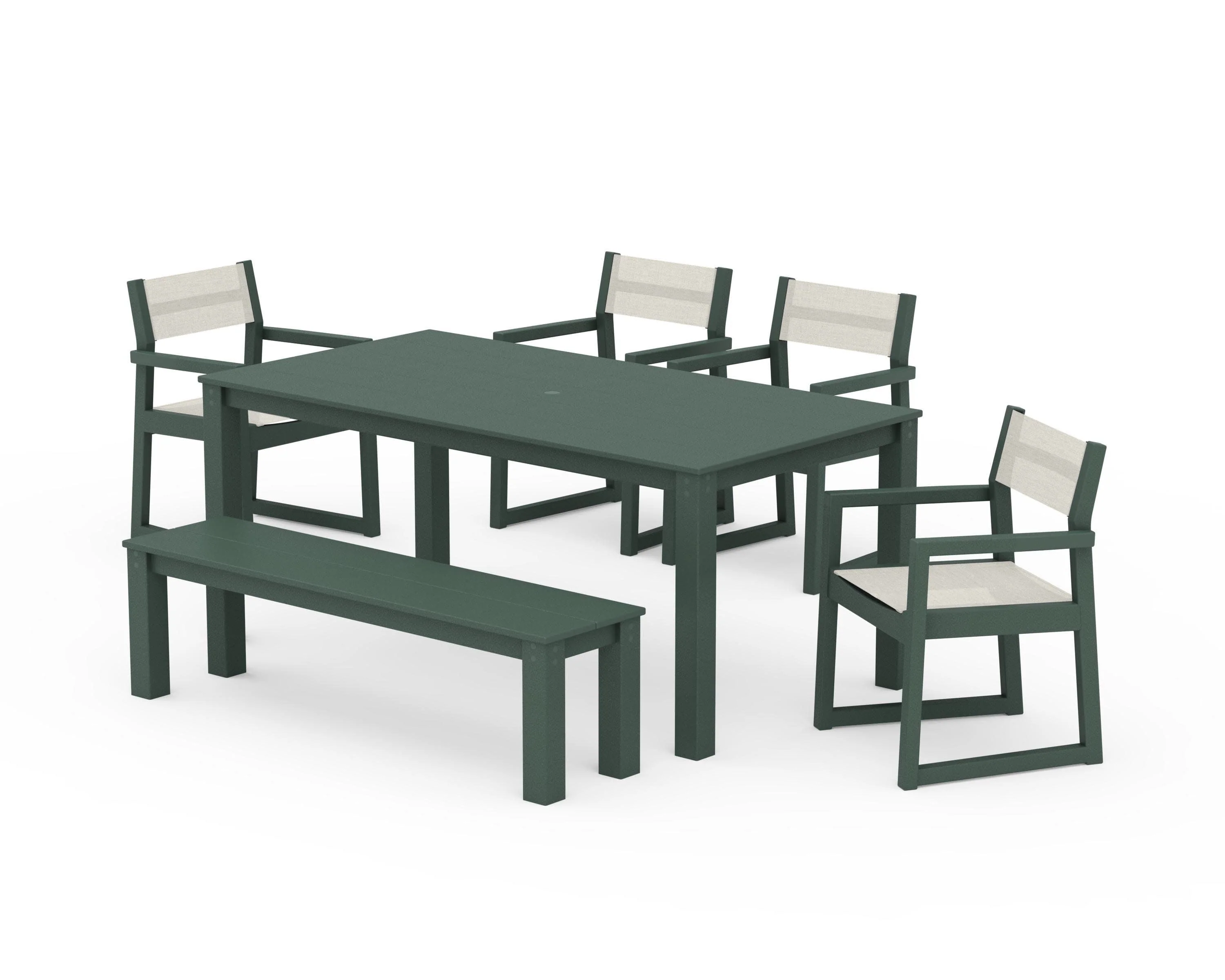EDGE Sling Arm Chair 6-Piece Parsons Dining Set with Bench - Image 18